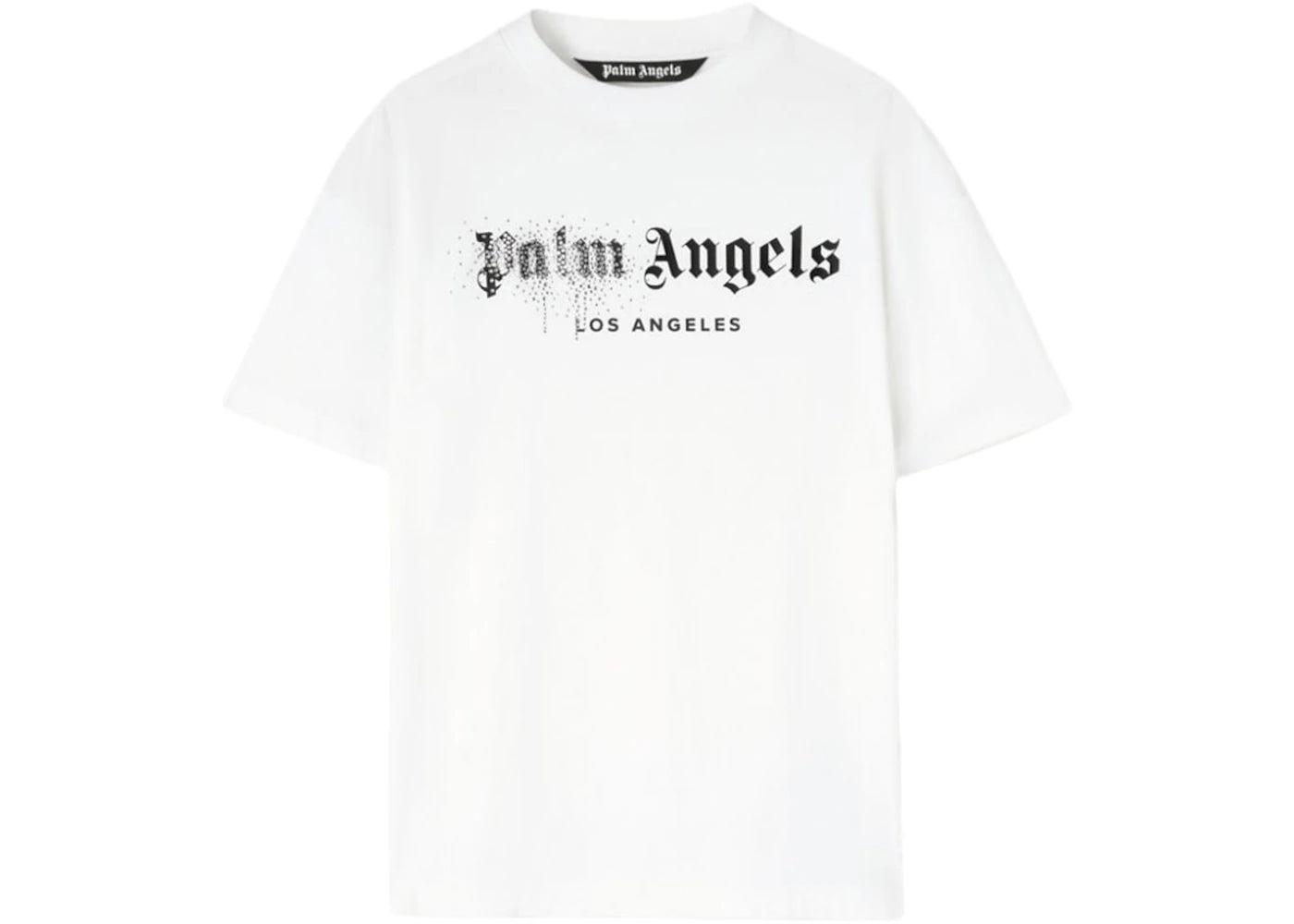 palm angels rhinestone sprayed classic t-shirt white/black
