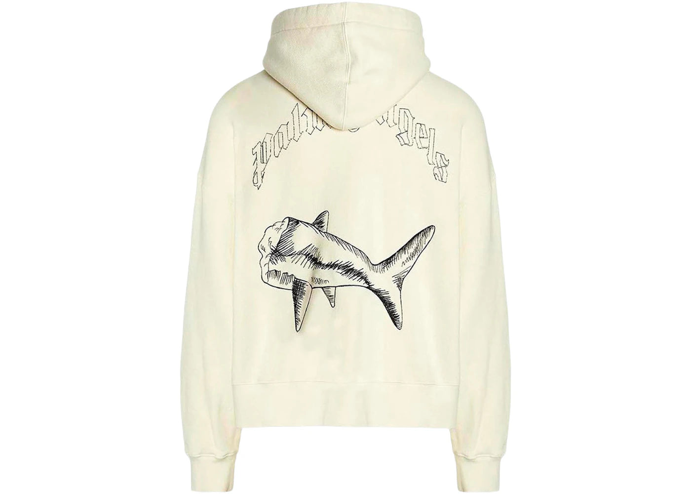 palm angels split shark hoodie butter/black