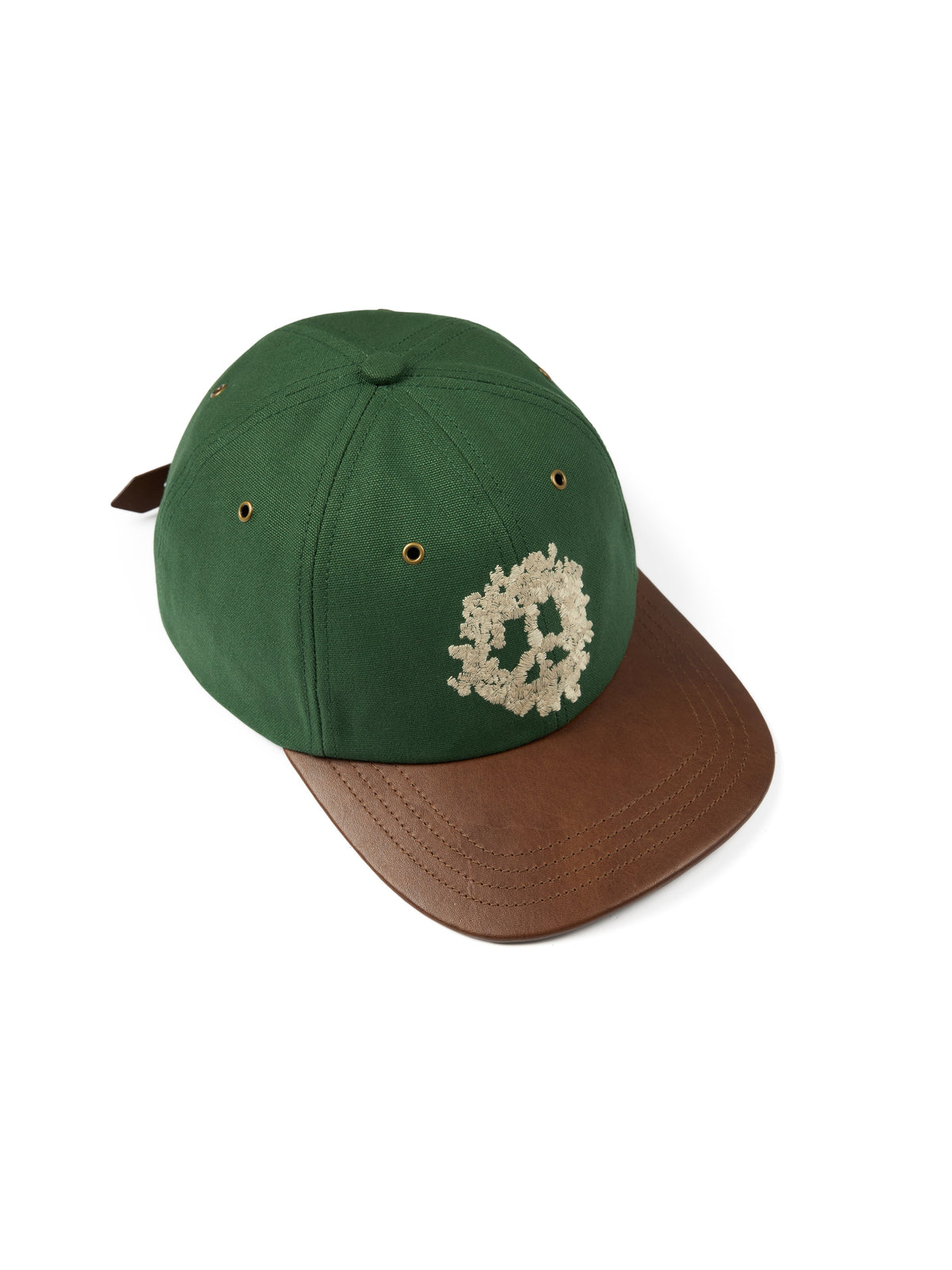 Denim Tears Peace Wreath Leather Brim Cap Rifle Green