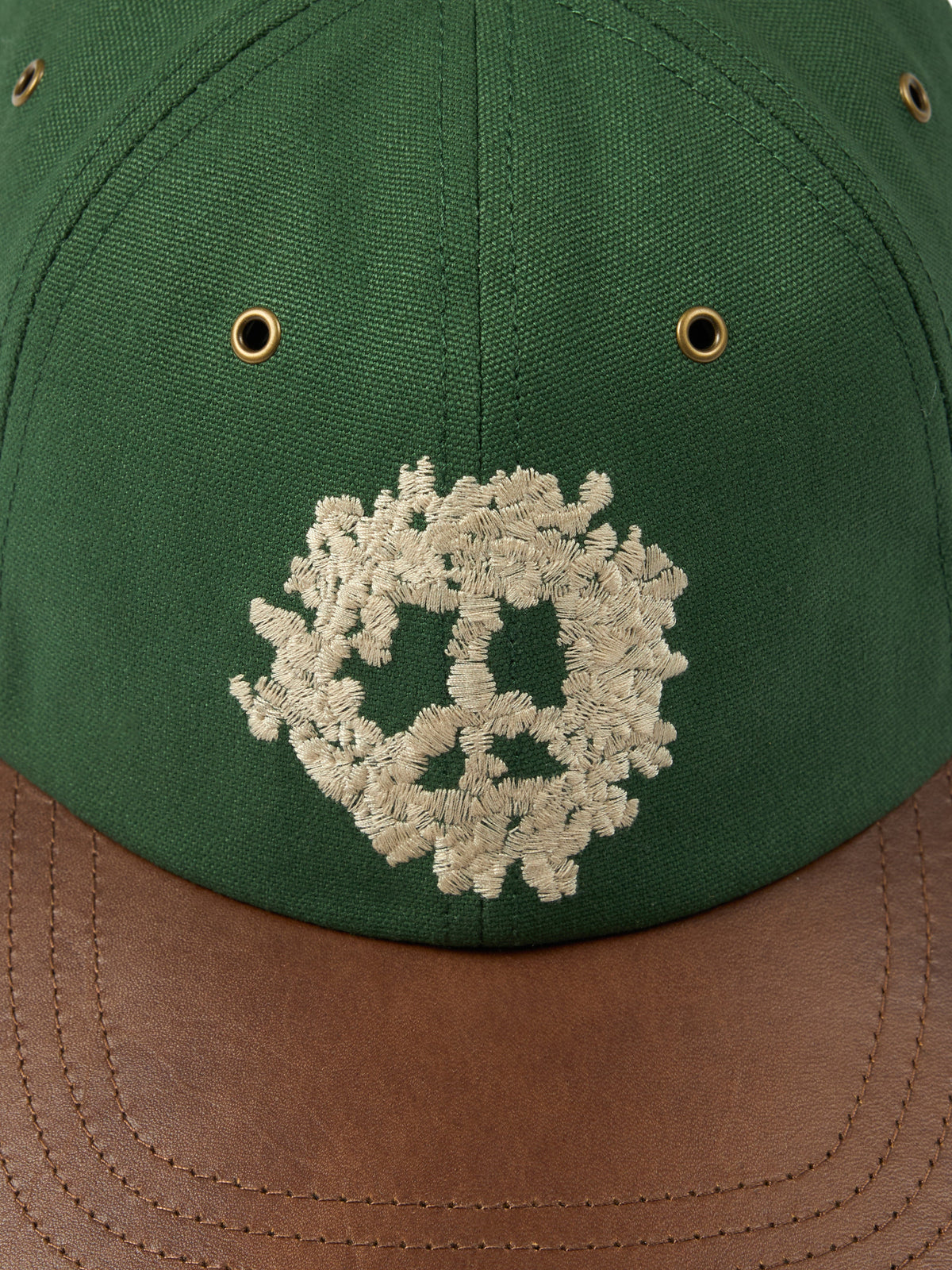 Denim Tears Peace Wreath Leather Brim Cap Rifle Green