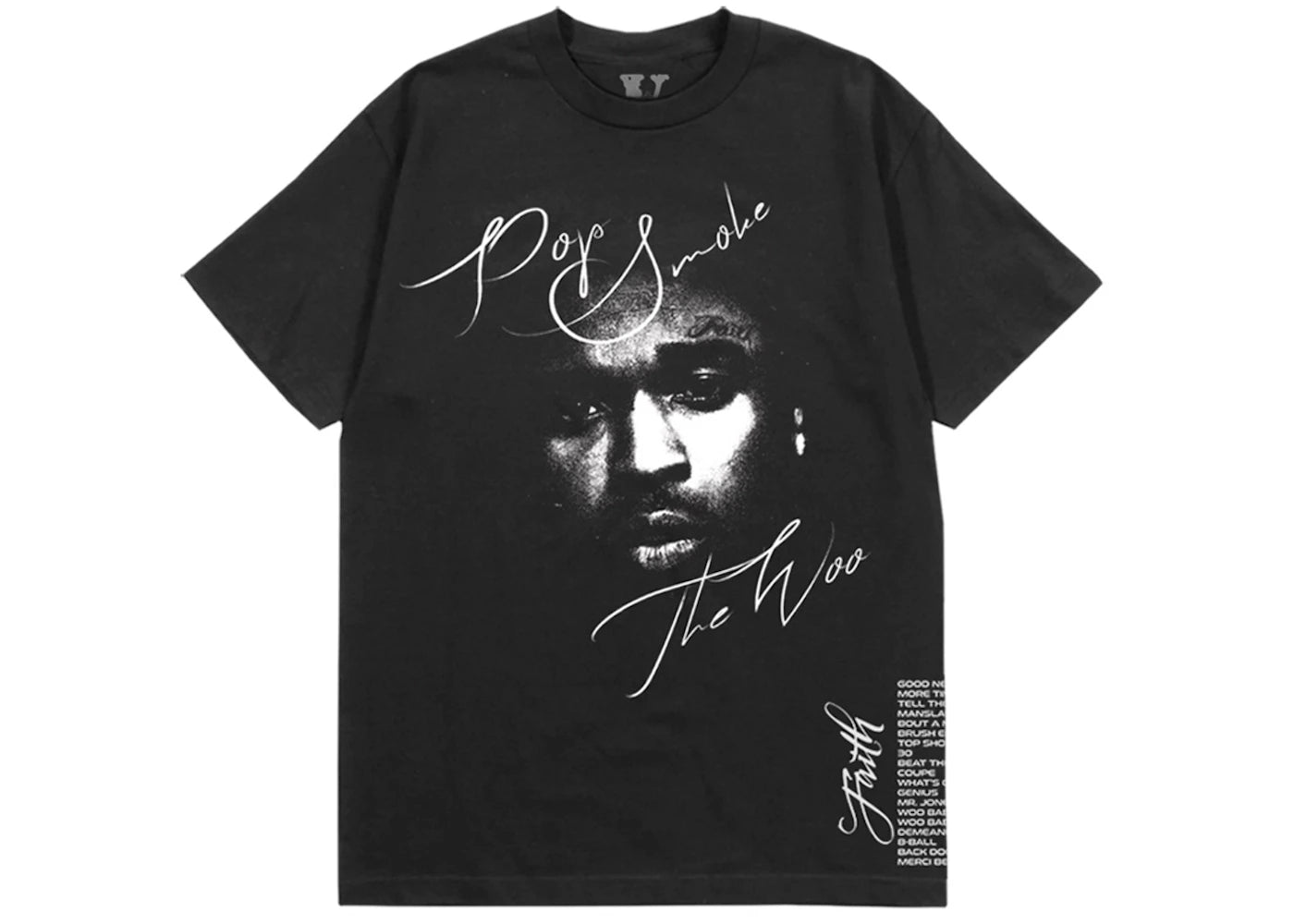 平本蓮着用　Pop Smoke FAITH Tシャツ Pop Smoke X Vlone Faith T-Shirt Black – Kicks Machine