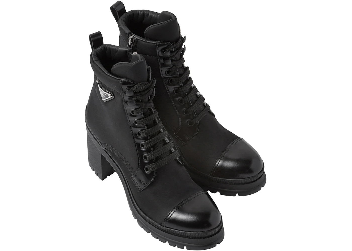 Prada 55Mm Laced Booties Black Nylon