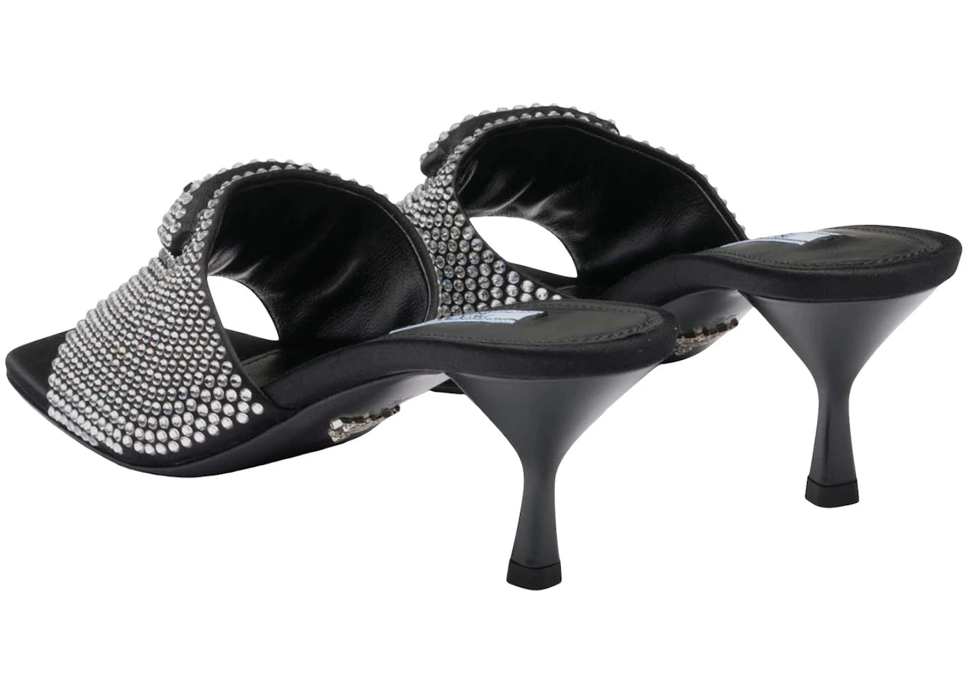Prada 65Mm Crystal Heeled Sandals Black Satin