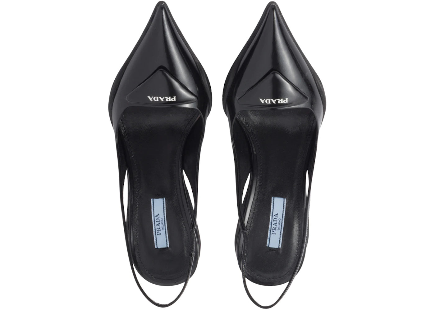 Prada 65Mm Sling-Back Pumps Black Brushed Leather