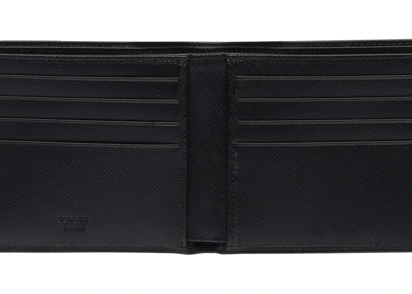 Prada Bi-Fold Wallet Saffiano Leather Nero/Baltico