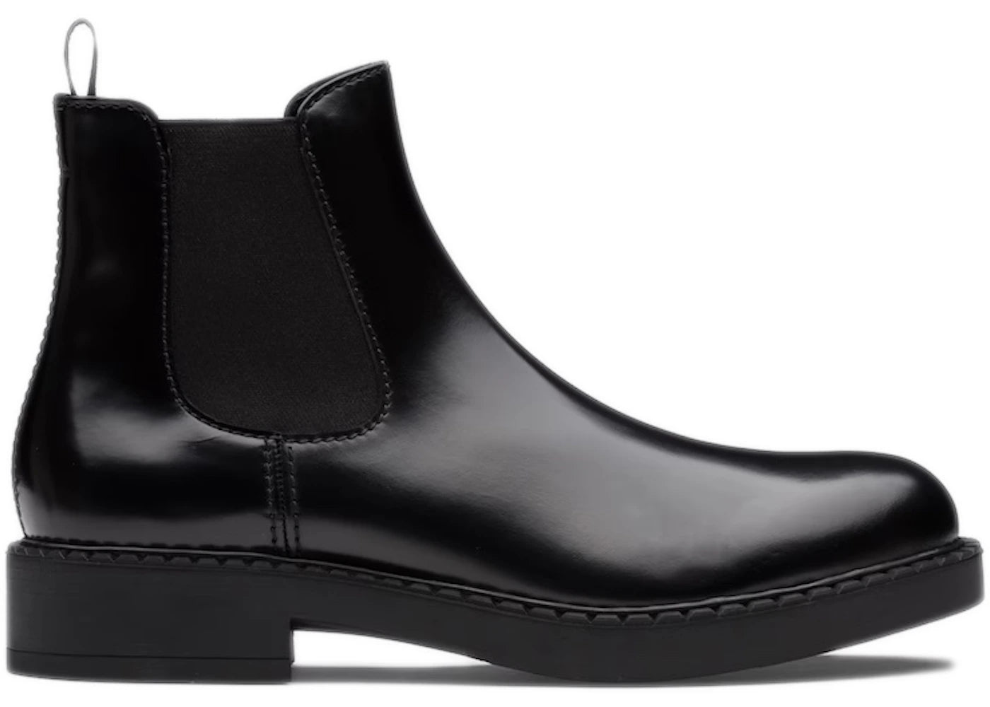 Prada Brushed Calf Leather Chelsea Boot Black