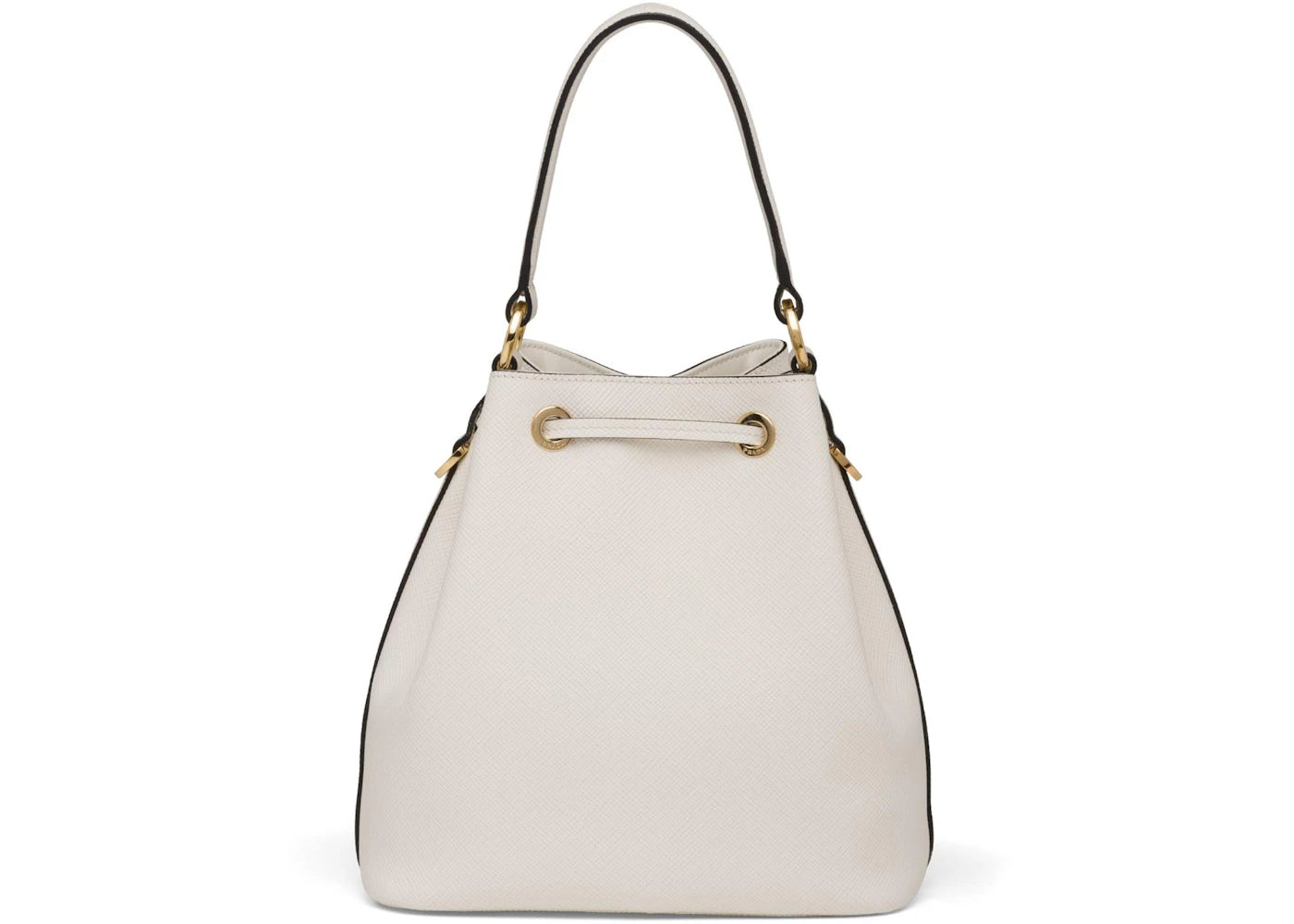 prada bucket bag saffiano leather gold-tone white