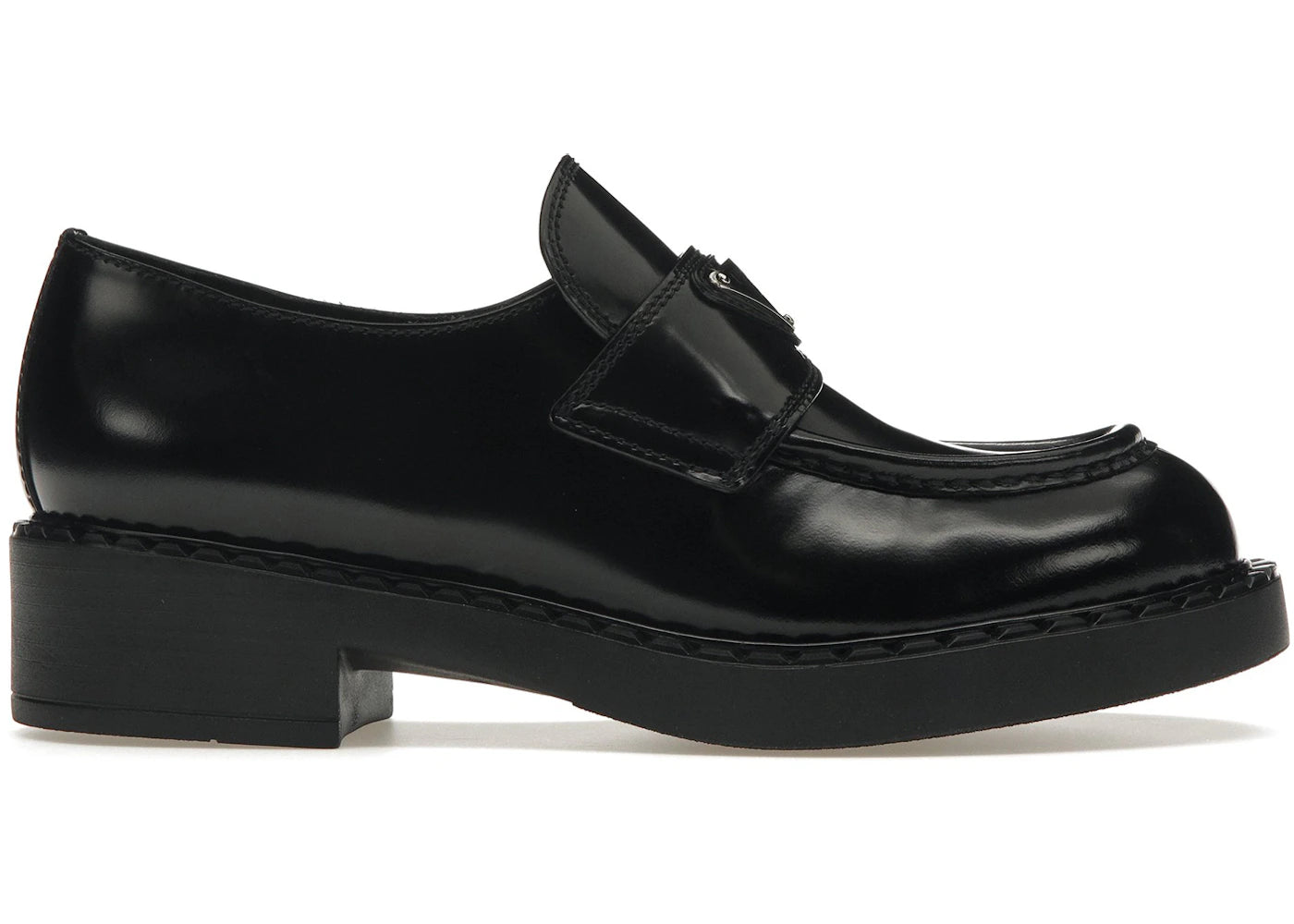 prada chocolate 50mm loafer black brushed leather
