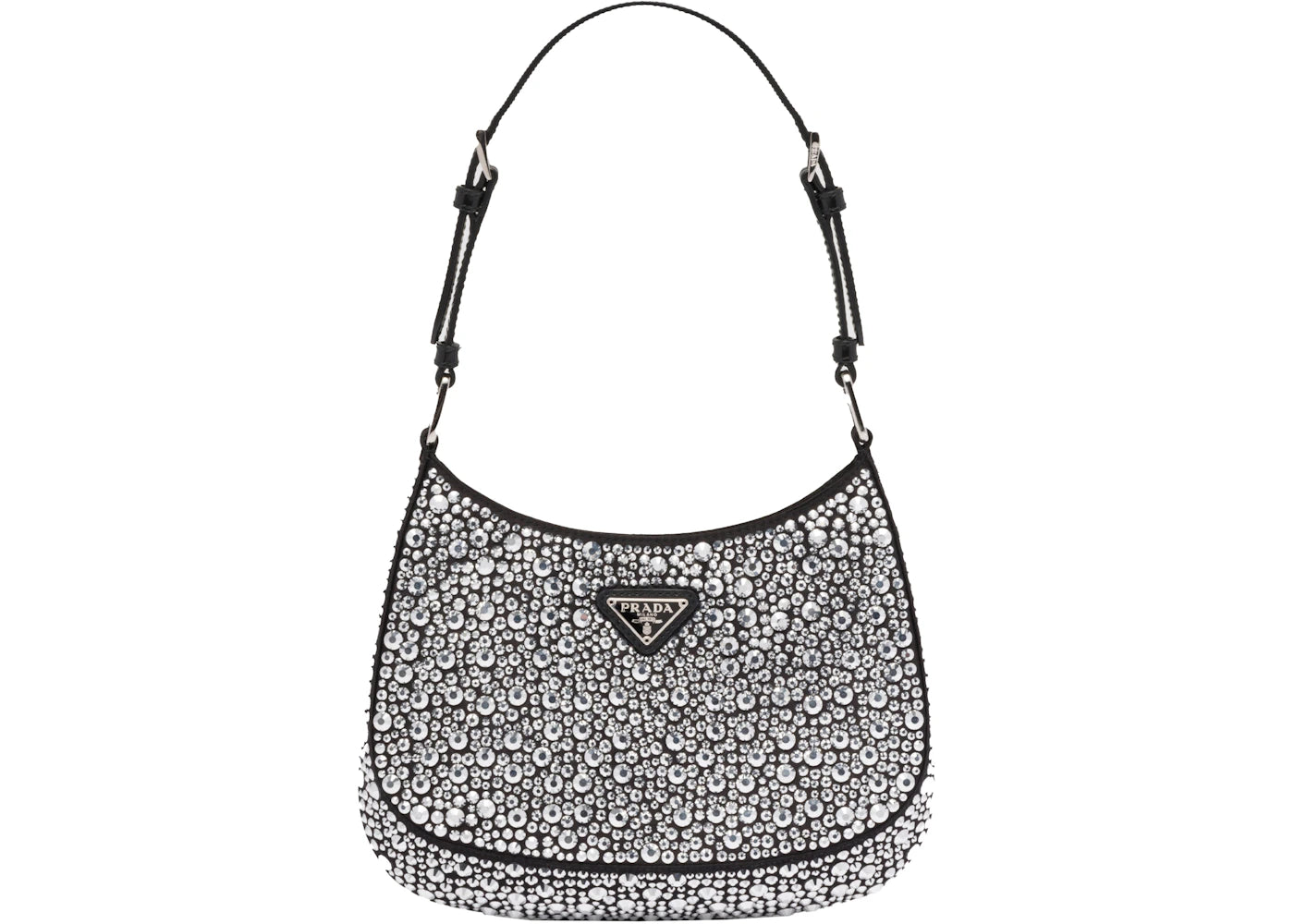 prada cleo satin bag with appliques metal