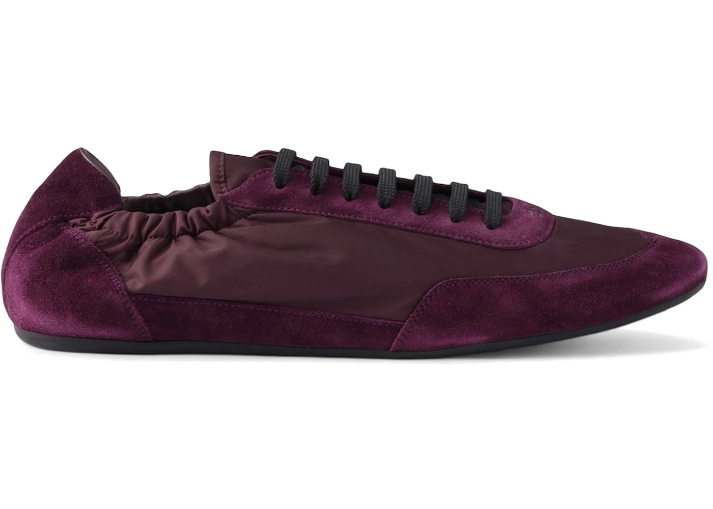 Prada Collapse Sneakers Re-Nylon Suede Elasticized Burgundy