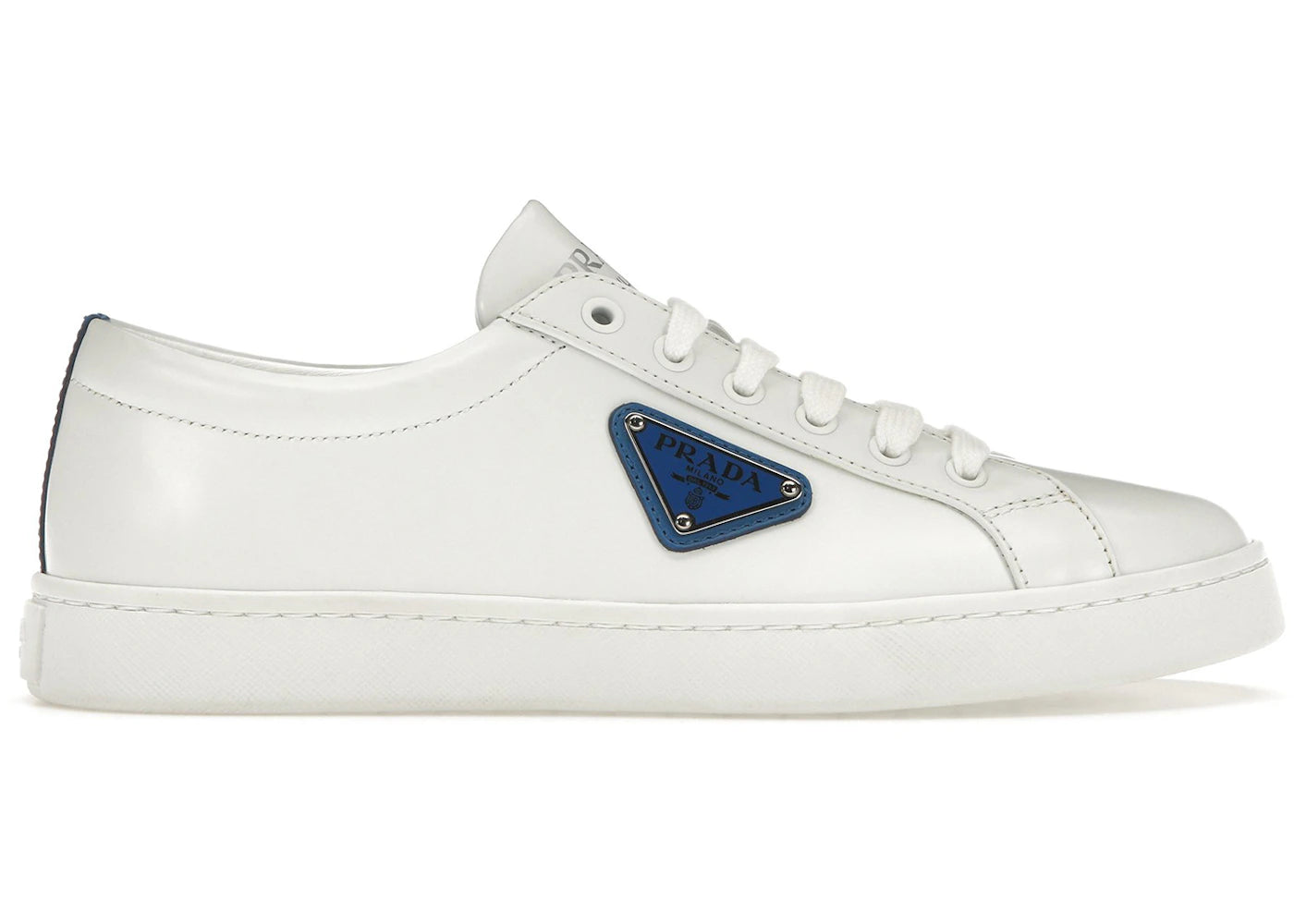 Prada Court Sneaker White Blue Leather (Women'S)