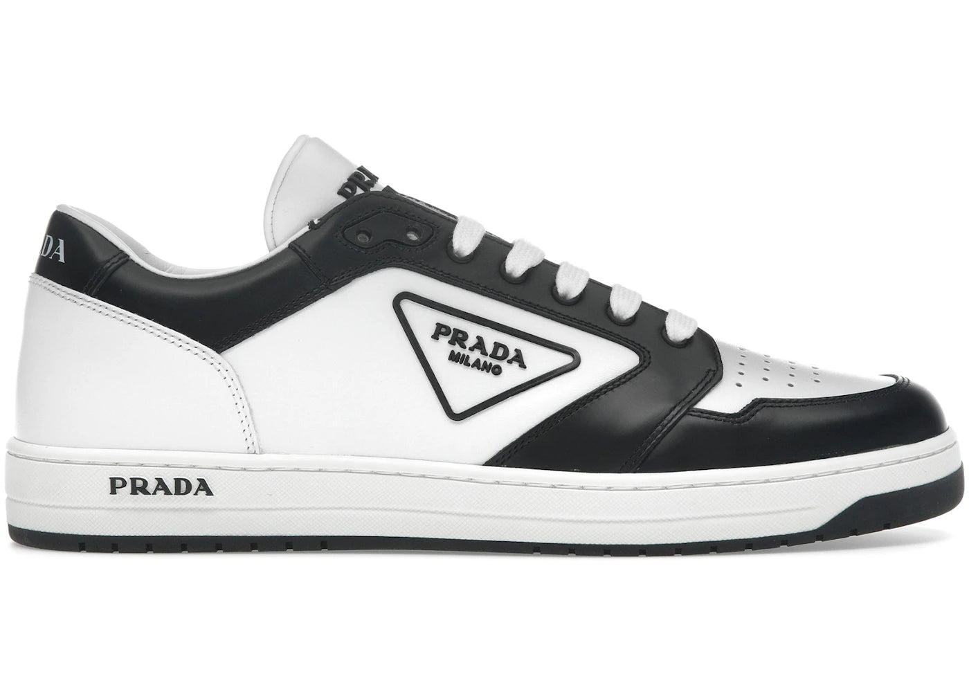 Prada District Leather White Black White