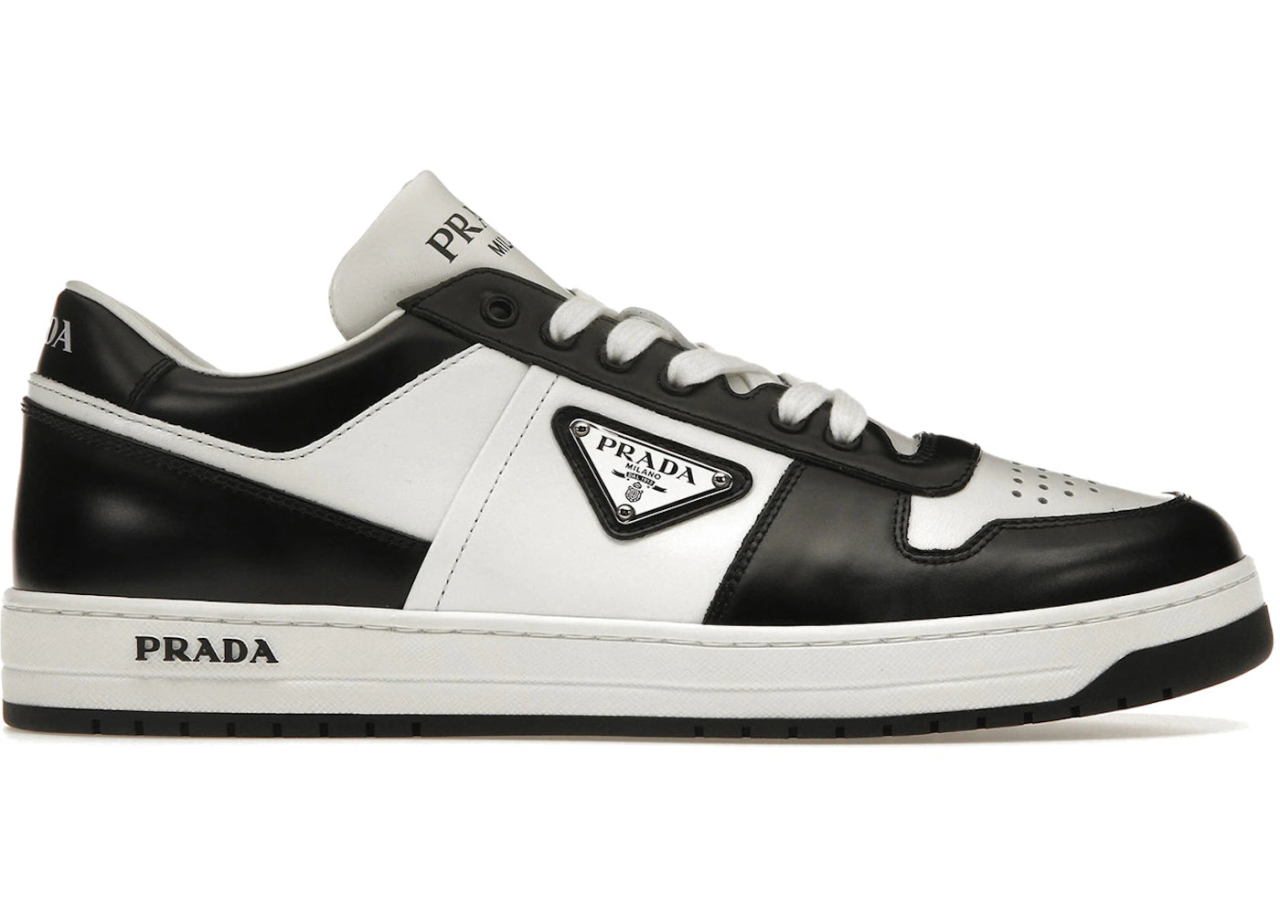 Prada Downtown Leather Low Top Sneakers White Black (Women'S)