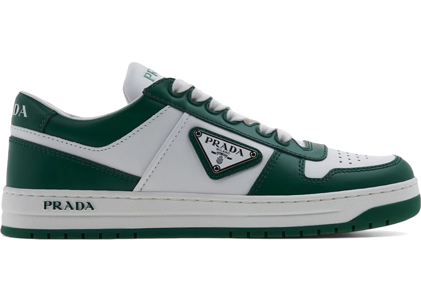 Prada Downtown Leather Low Top Sneakers White Mango (Women'S)