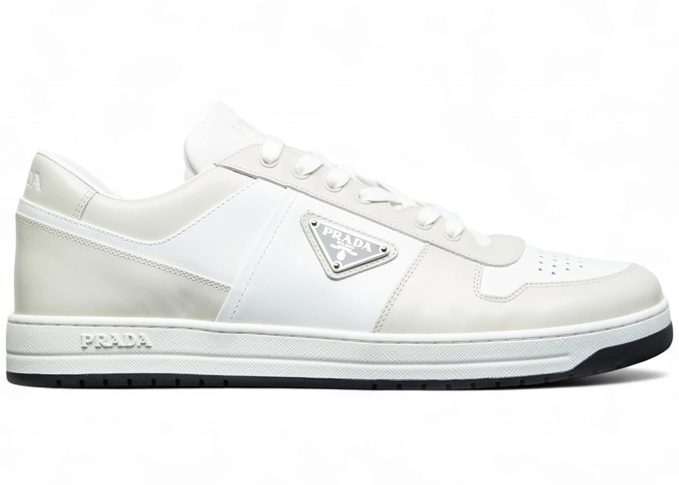 Prada Downtown Leather White Dusty Grey