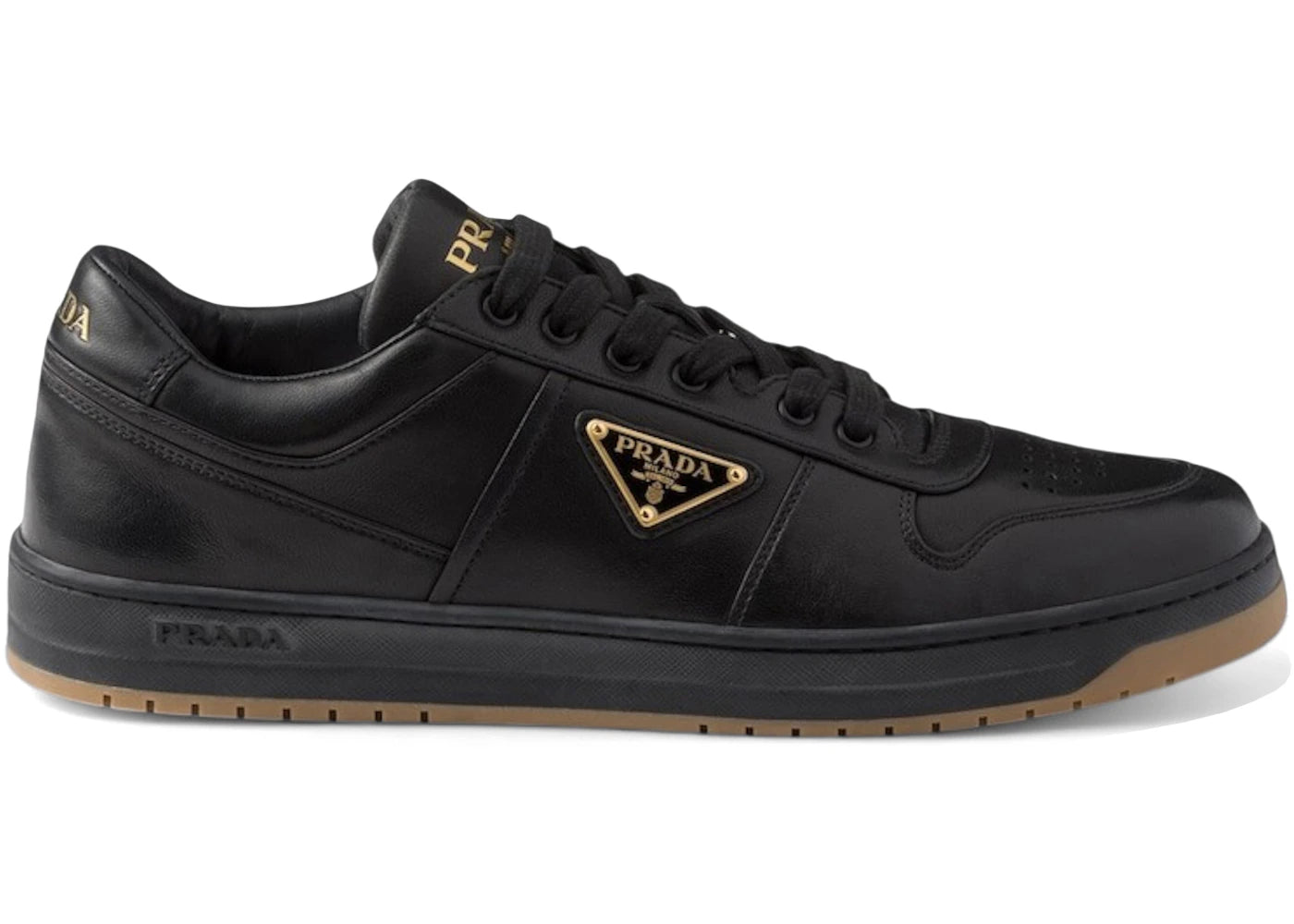 Prada Downtown Low Top Sneakers Black Gold