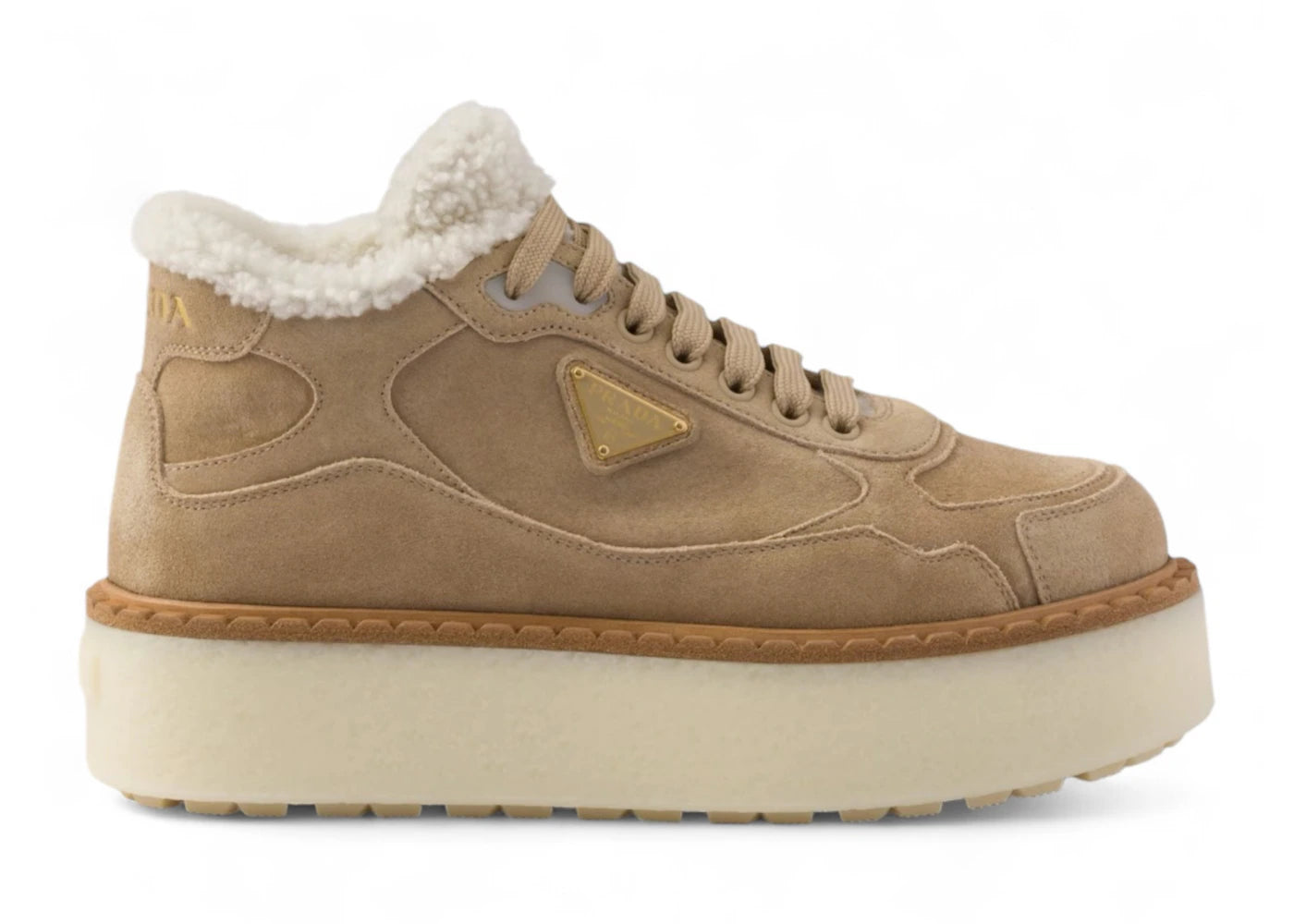Prada Mid-Top Platform Suede Ecru (Women'S)