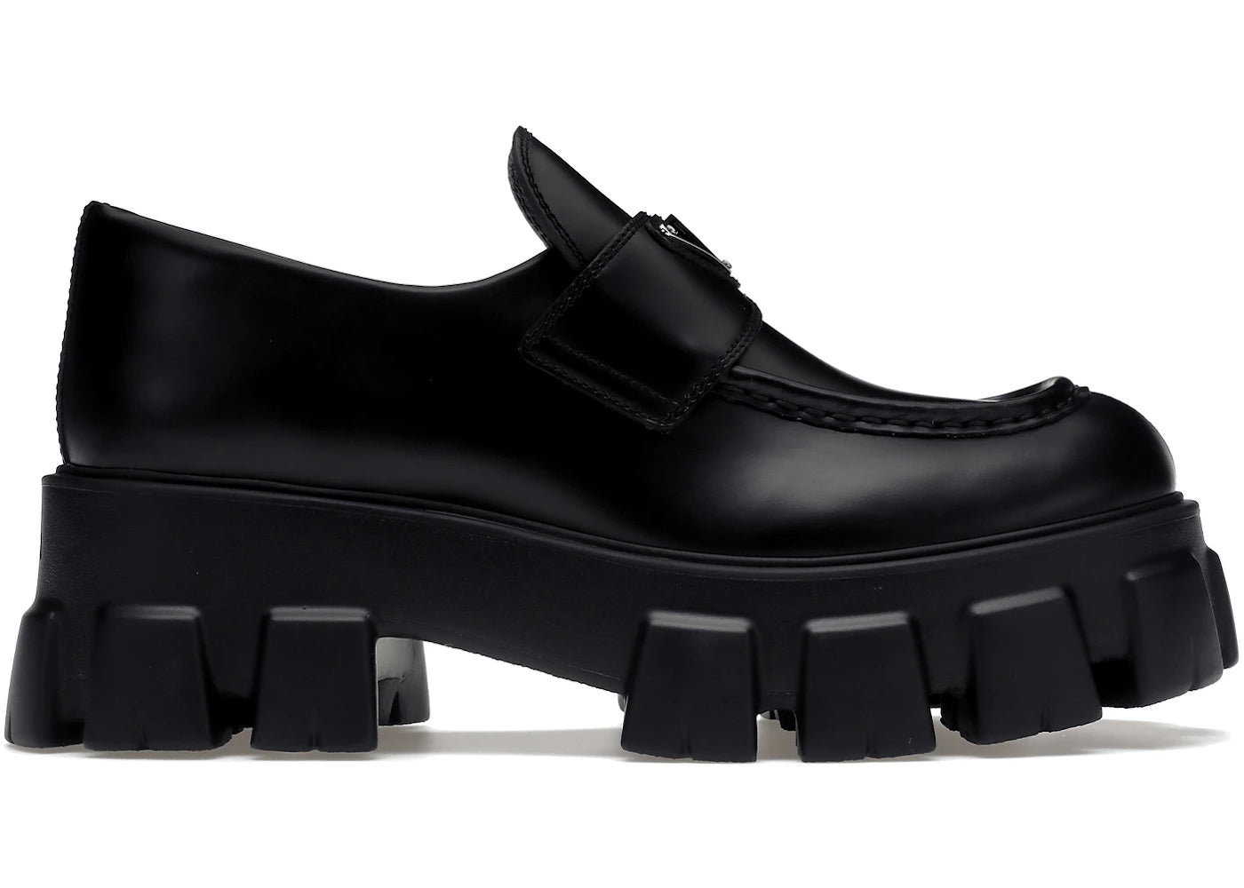 Prada Monolith 55Mm Loafer Black Brushed Leather