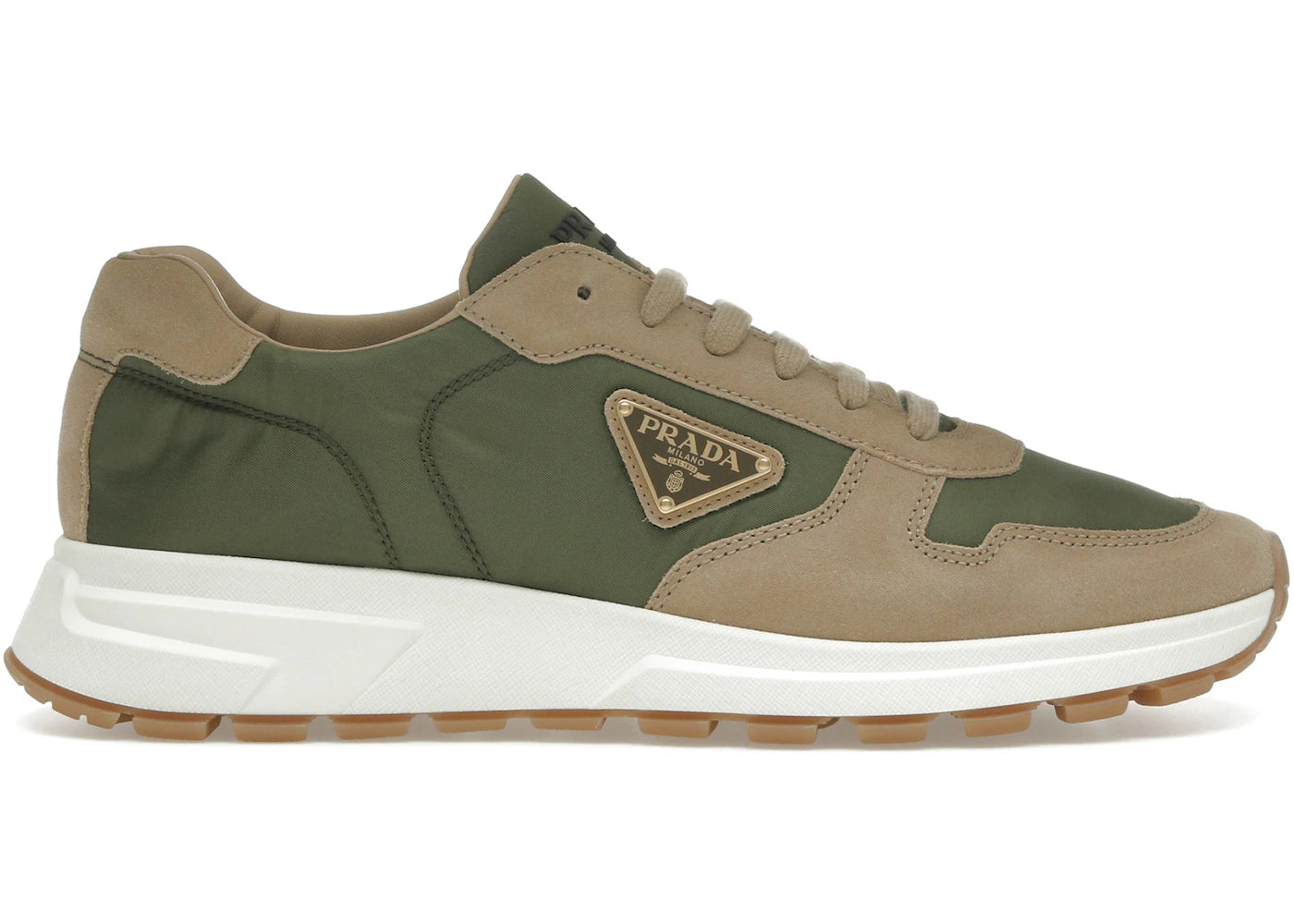 Prada Prax 01 Sneakers Re-Nylon Brushed Leather Ecru Military