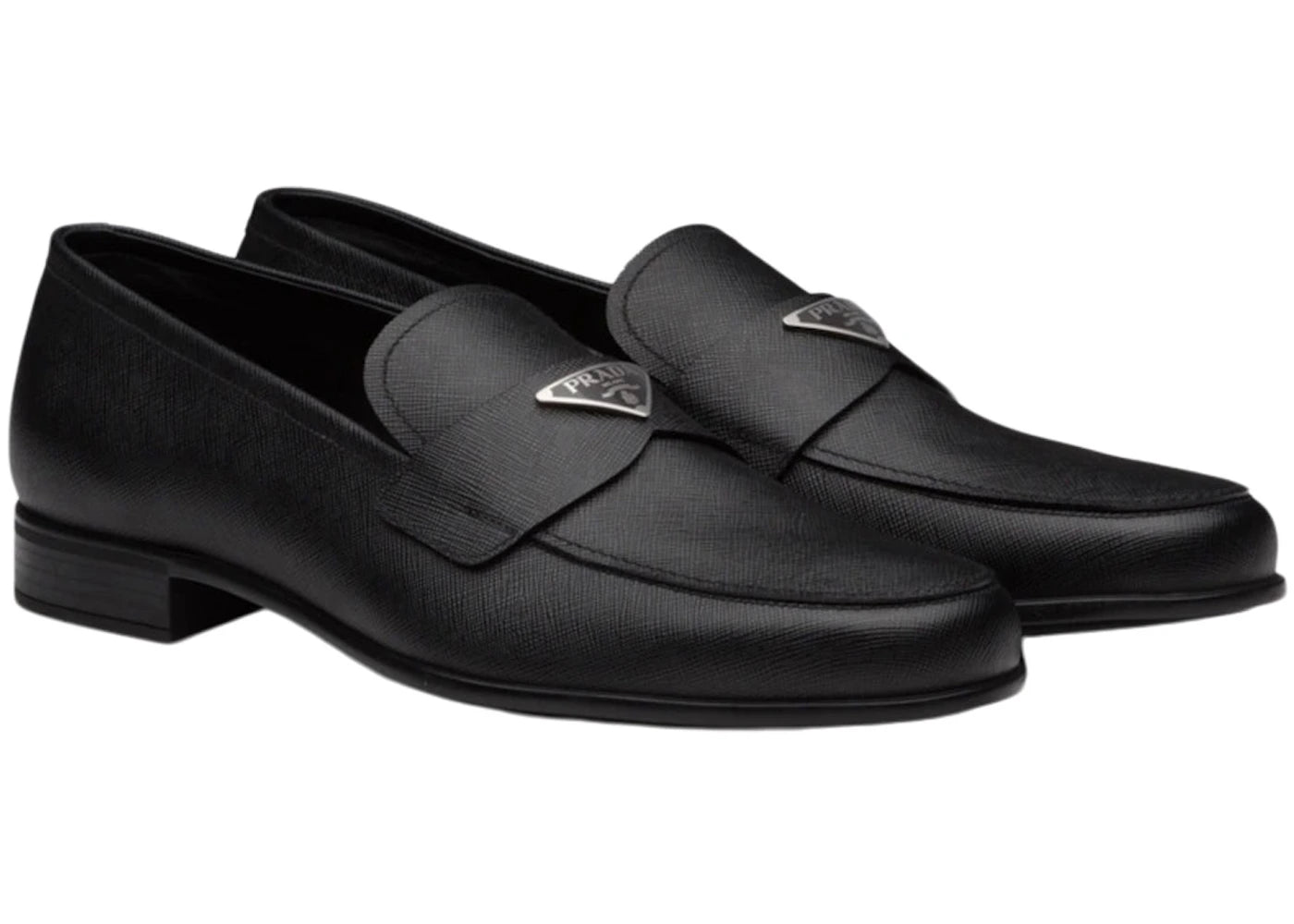 Prada Plaque Loafer Black Saffino Leather