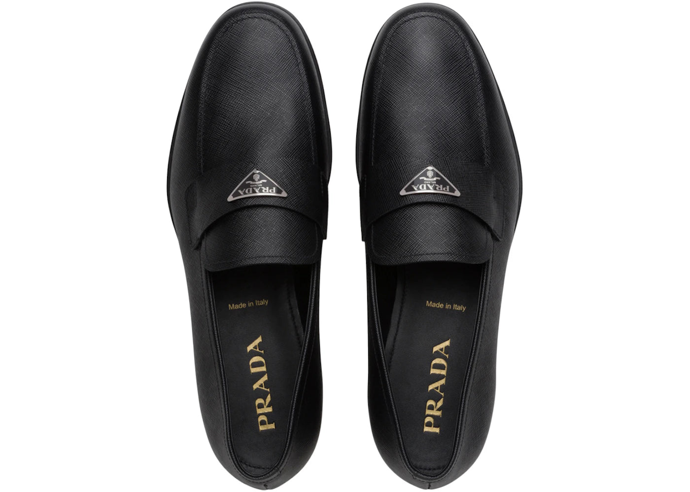 Prada Plaque Loafer Black Saffino Leather