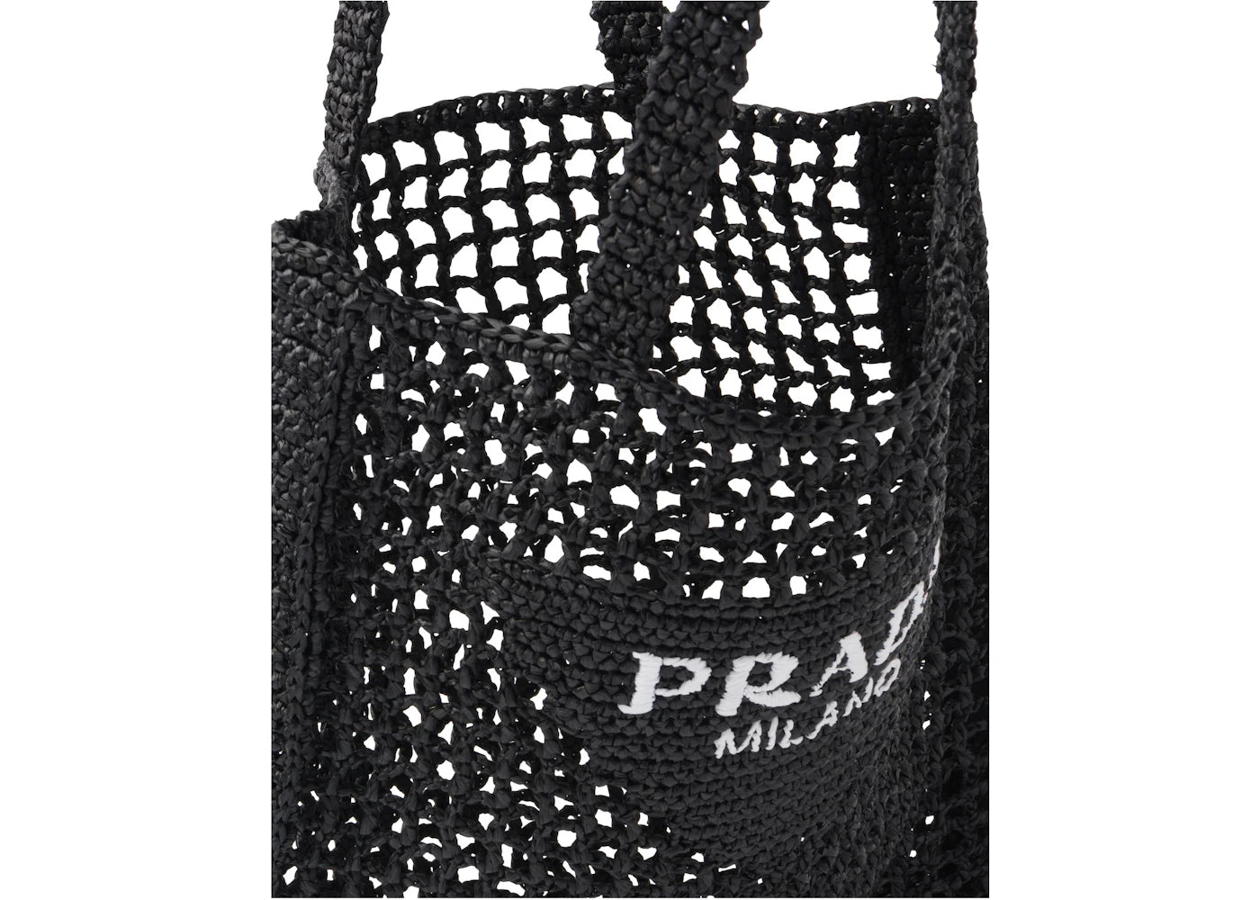 Prada Raffia Tote Bag Black