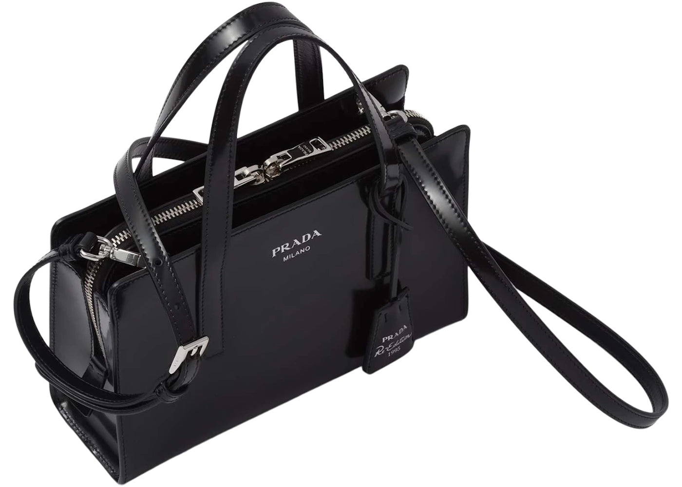 prada re-edition 1995 brushed-leather mini handbag black