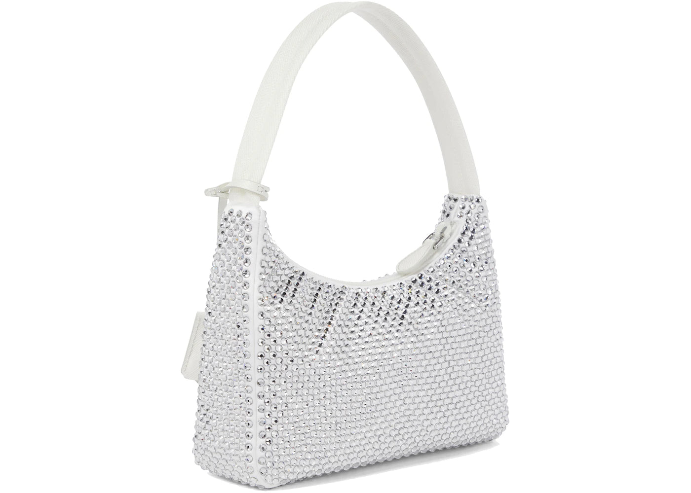 prada re-edition 2000 crystal mini bag white