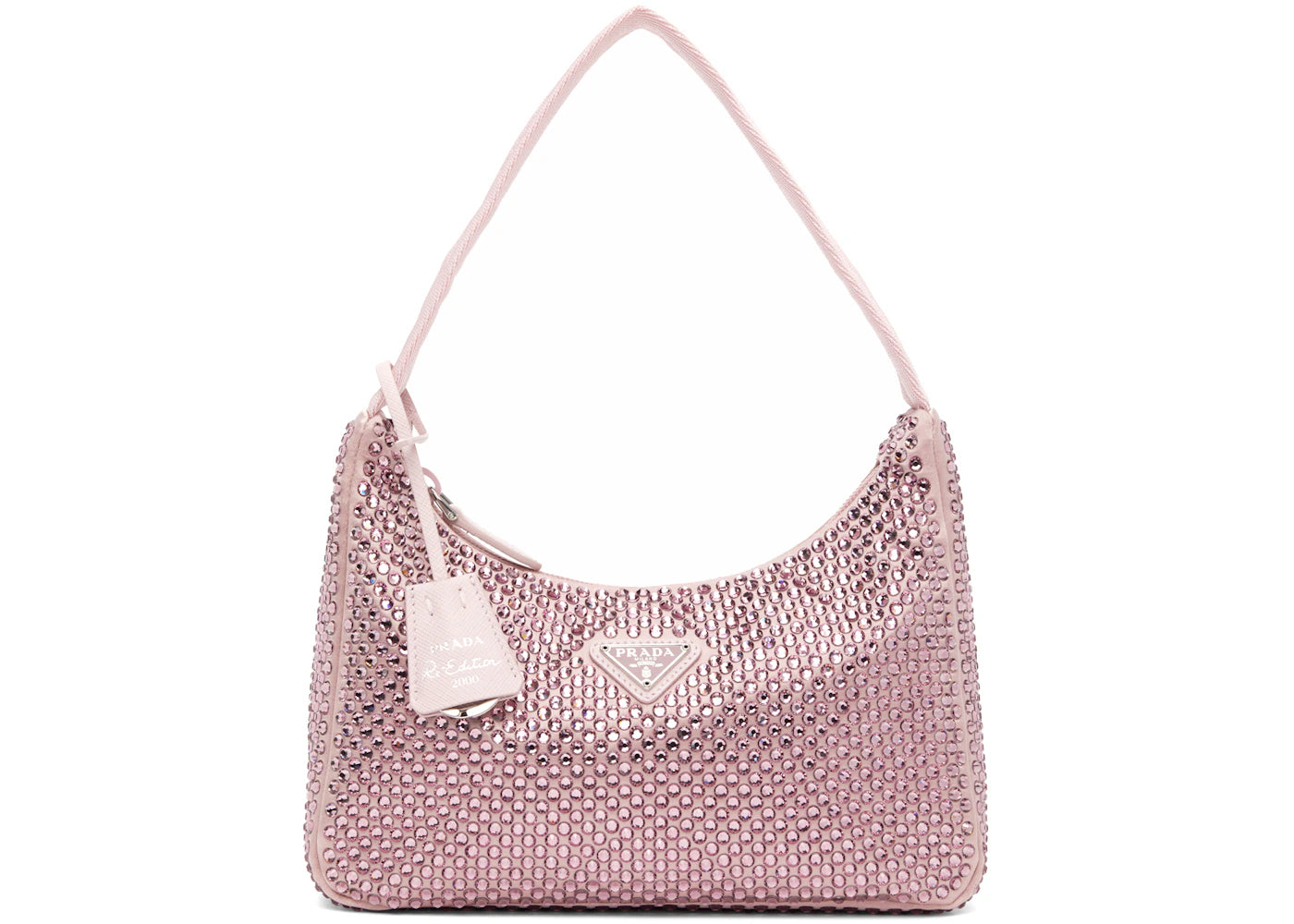 prada re-edition 2000 crystal mini bag pink
