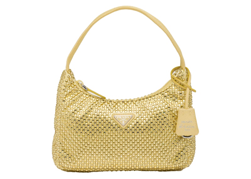 Prada Satin Mini-Bag With Artificial Crystals Pineapple Yellow