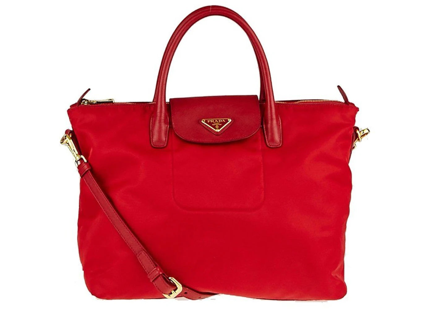 Prada Shopping Tote Tessuto Saffiano Red
