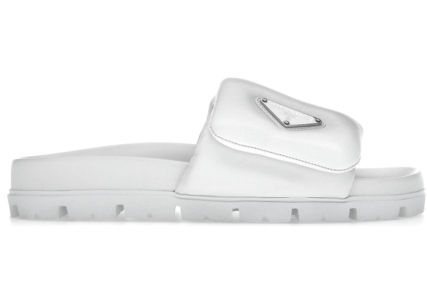 Prada Soft Padded 20Mm Slide Sandal White Nappa Leather