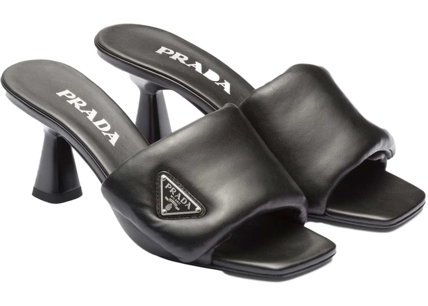 Prada Soft Padded 65Mm Sandals Black Nappa Leather