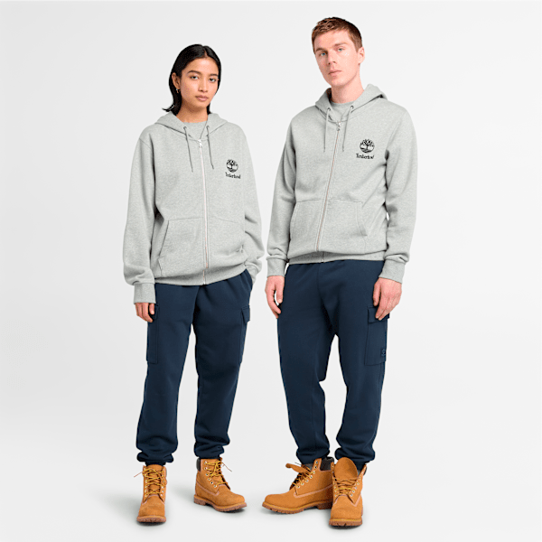 Timberland Print Stack Logo Full-Zip Hoodie Medium Grey Heather