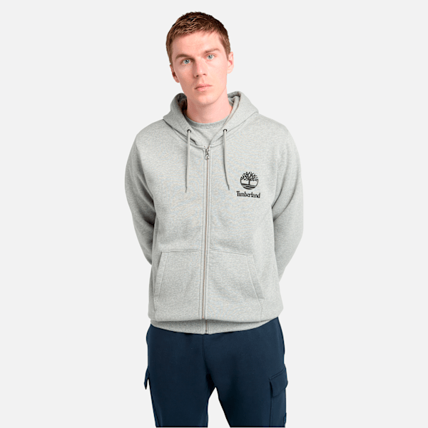 Timberland Print Stack Logo Full-Zip Hoodie Medium Grey Heather