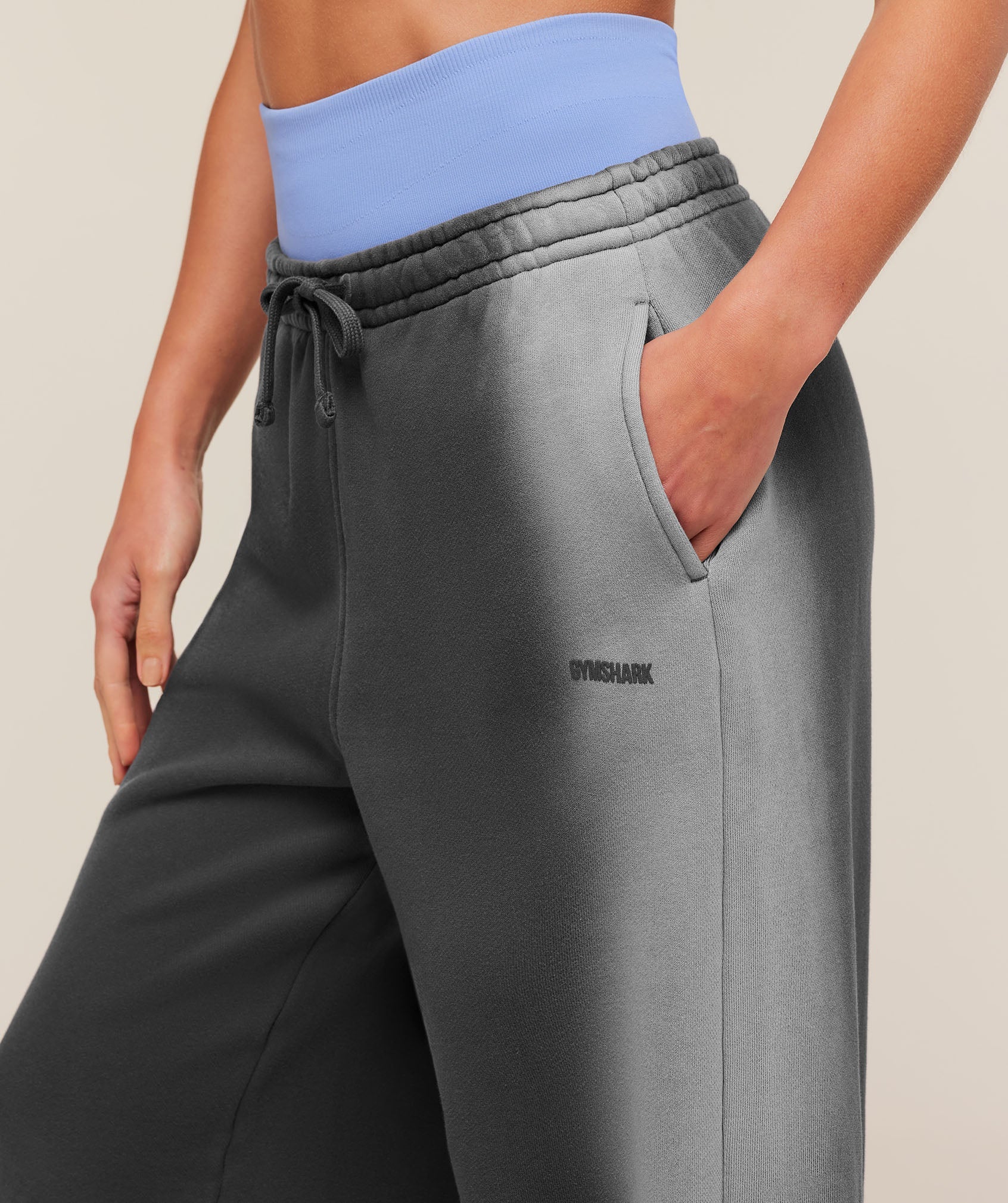 Women's Gymshark Pump Washed Straight Leg Joggers Onyx Grey