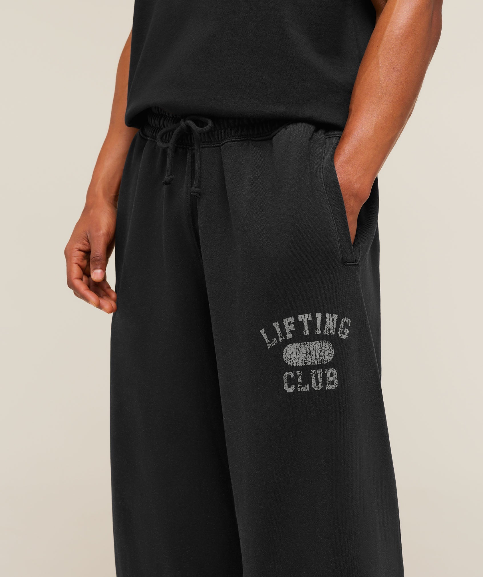 Gymshark Retro Collegiate Graphic Wide Leg Pants Black