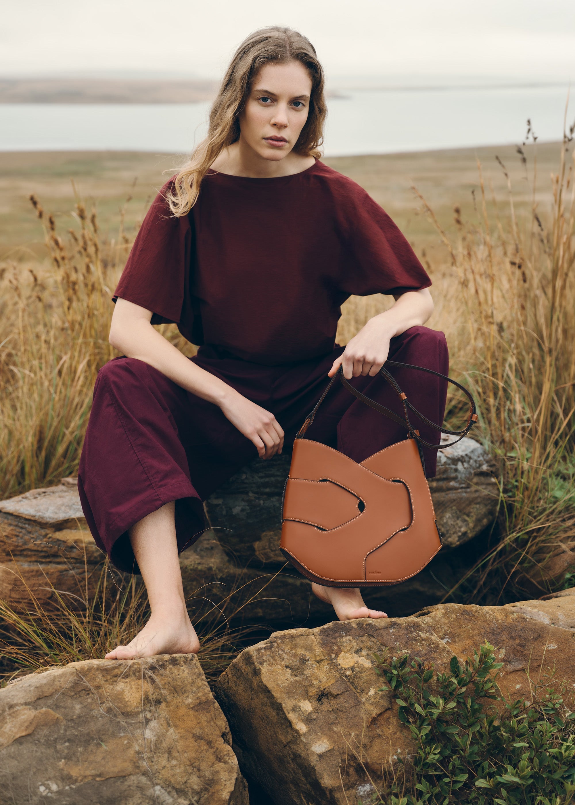 Polene Nodde Hobo Smooth Cognac