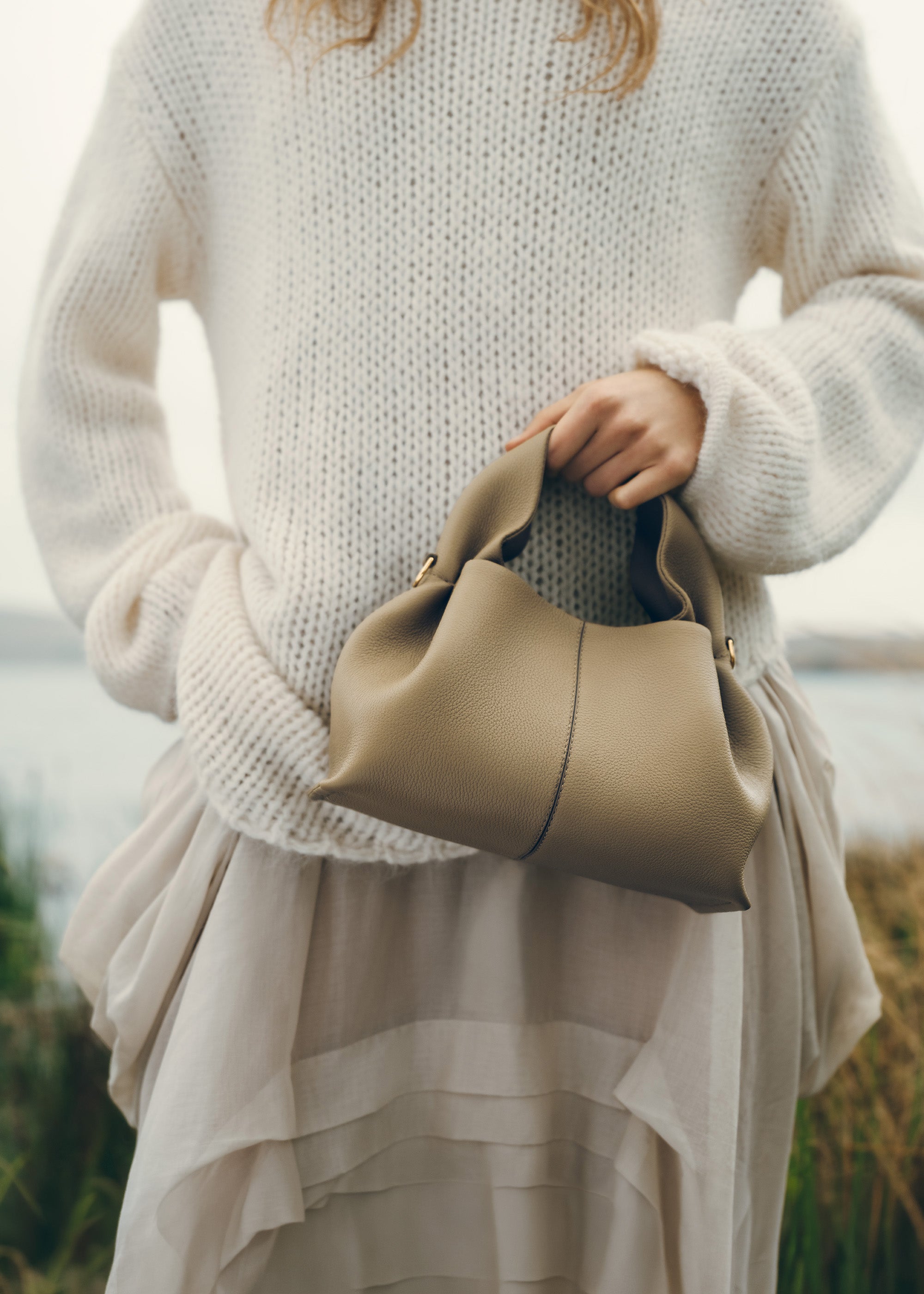 Polene Numero Neuf Mini Textured Smoky Olive