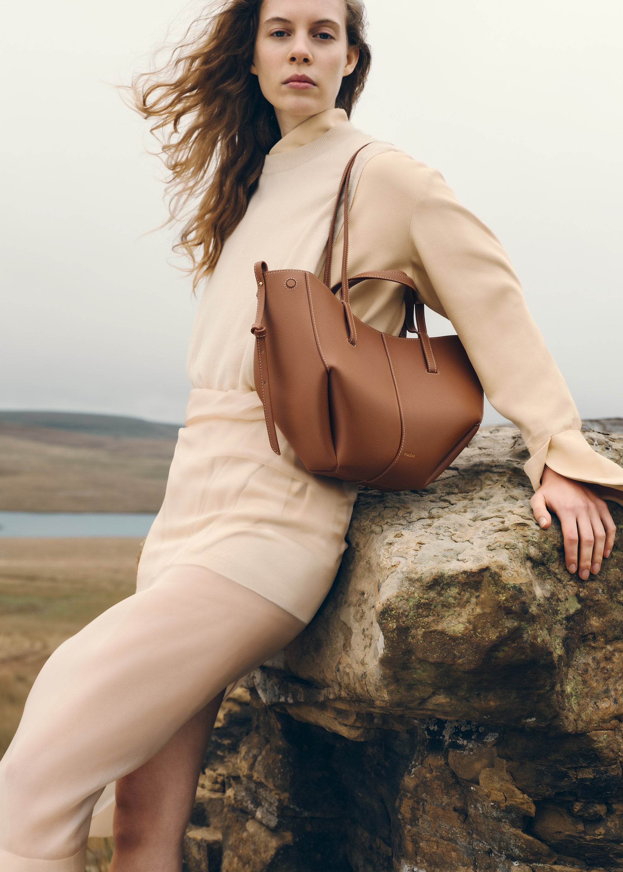 Polene Cyme Mini Textured Camel
