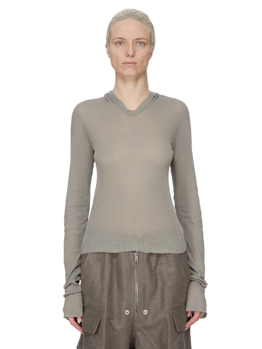Rick Owens Cropped Hooded Rib LS T