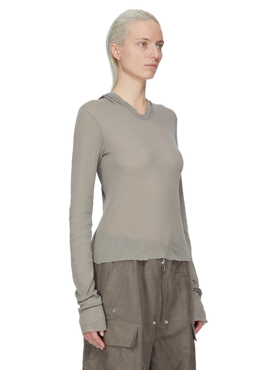 Rick Owens Cropped Hooded Rib LS T