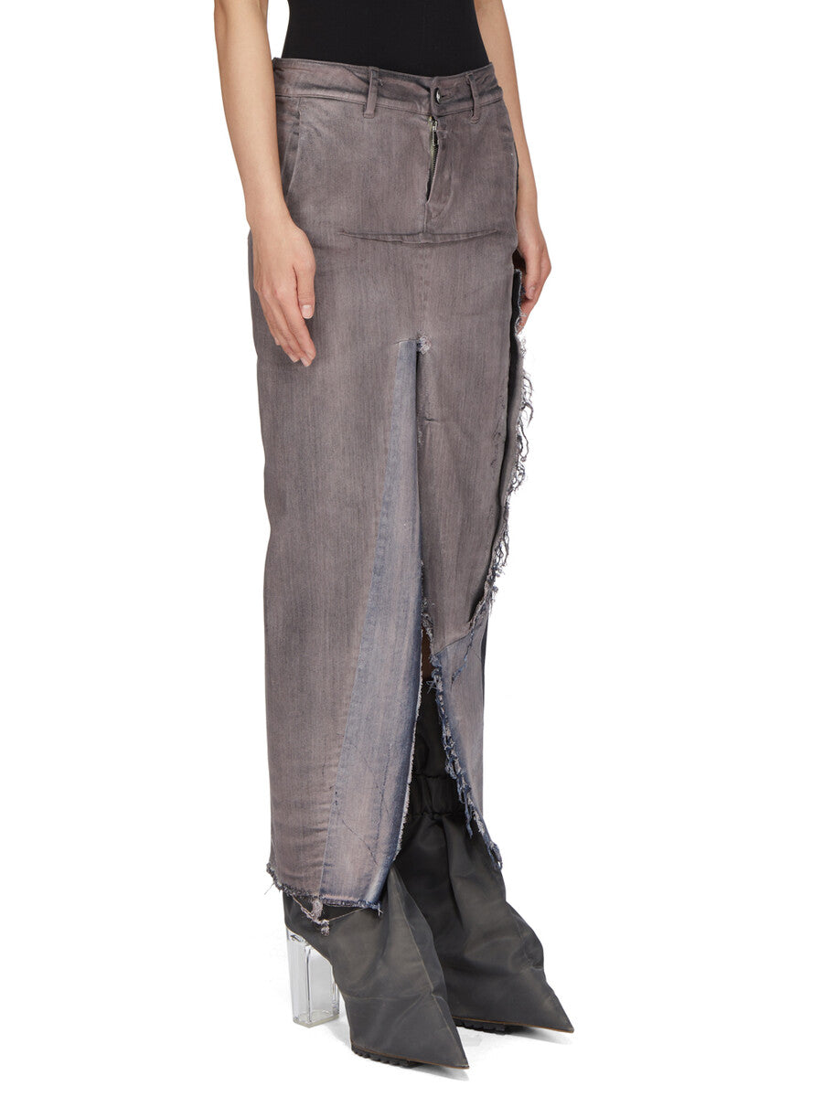 Rick Owens Denim Sliced Skirt
