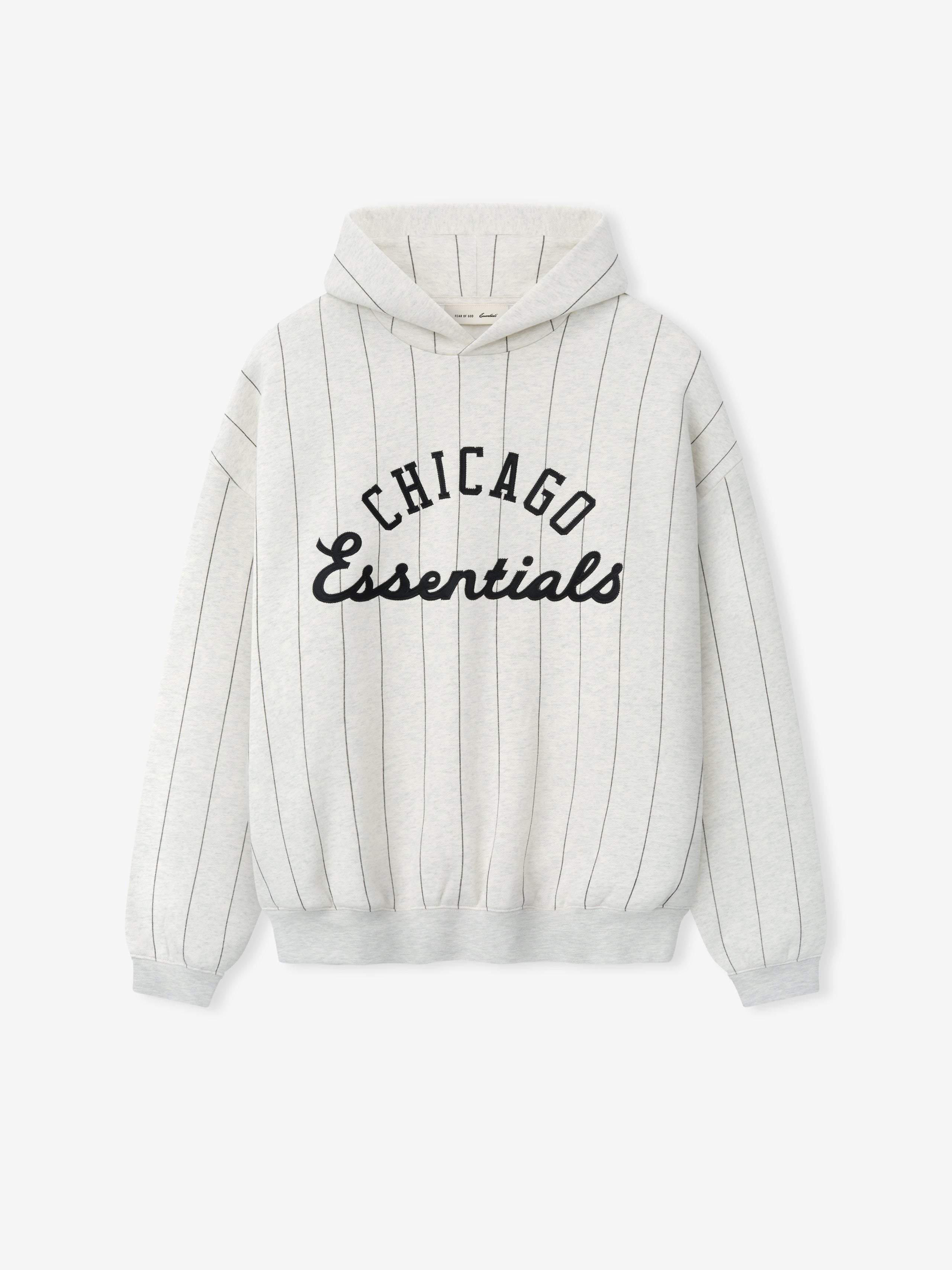Essentials White Sox Sport Hoodie Oatmeal Heather W Black Pinstripes