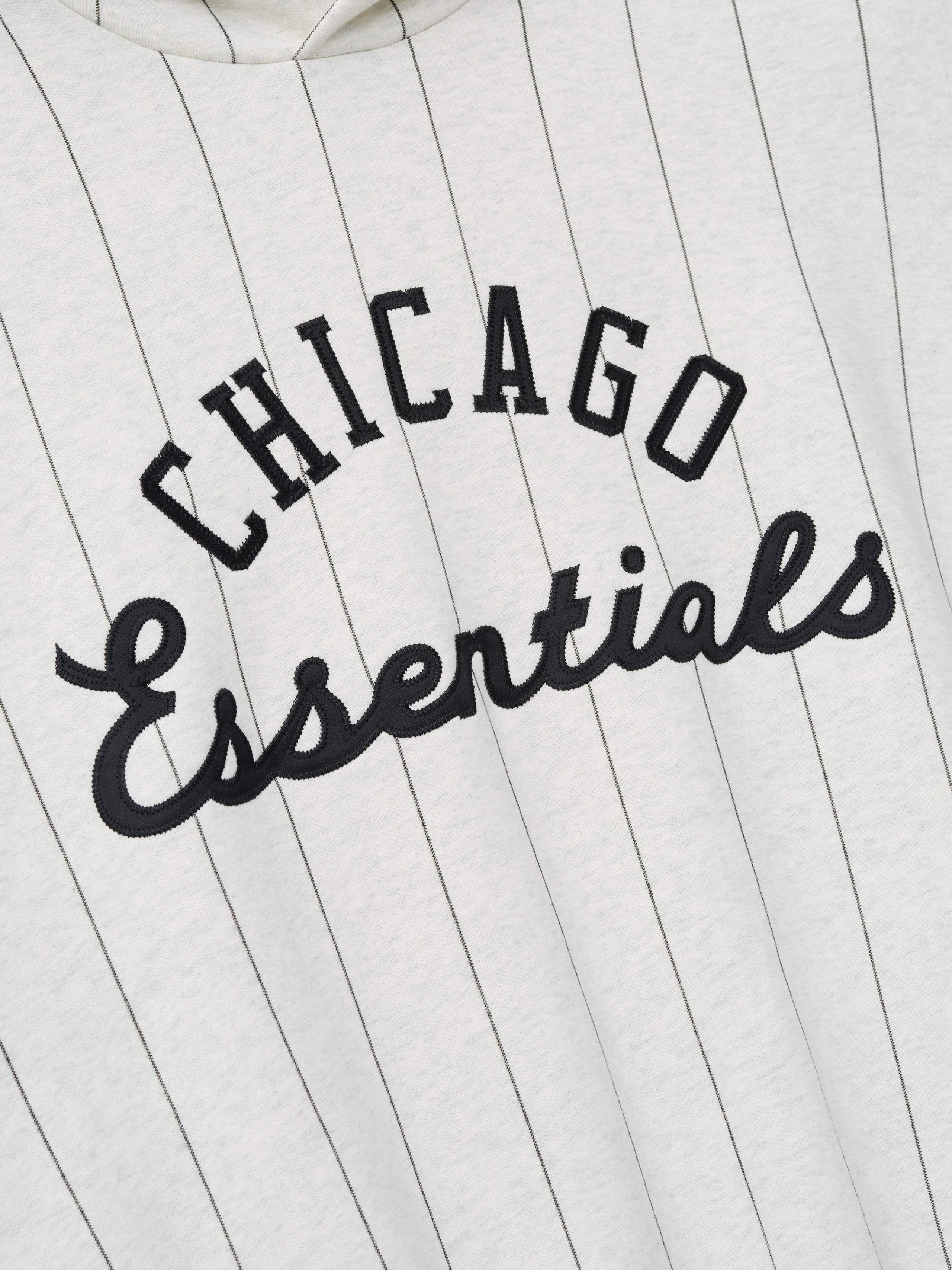 Essentials White Sox Sport Hoodie Oatmeal Heather W Black Pinstripes