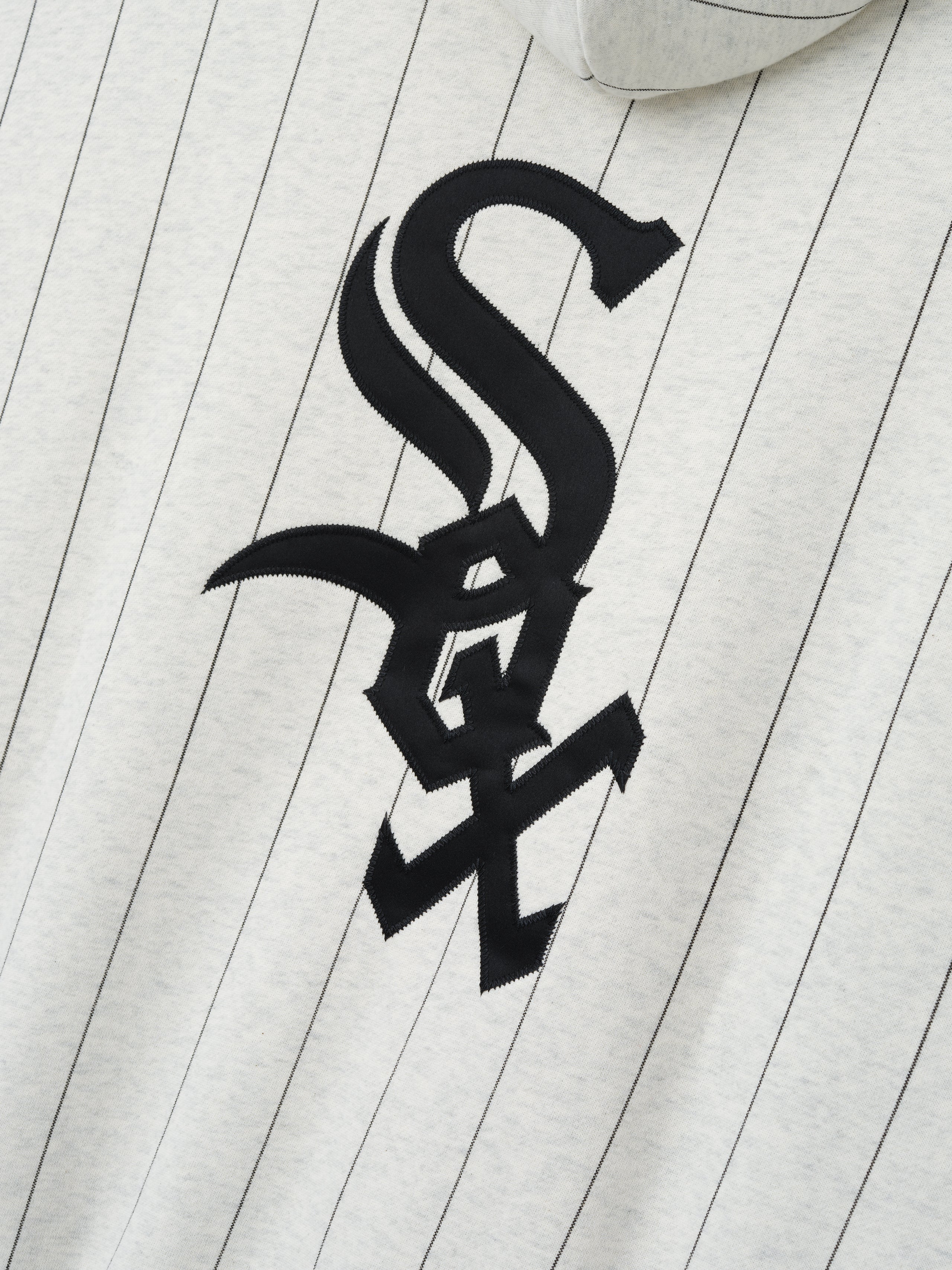 Essentials White Sox Sport Hoodie Oatmeal Heather W Black Pinstripes