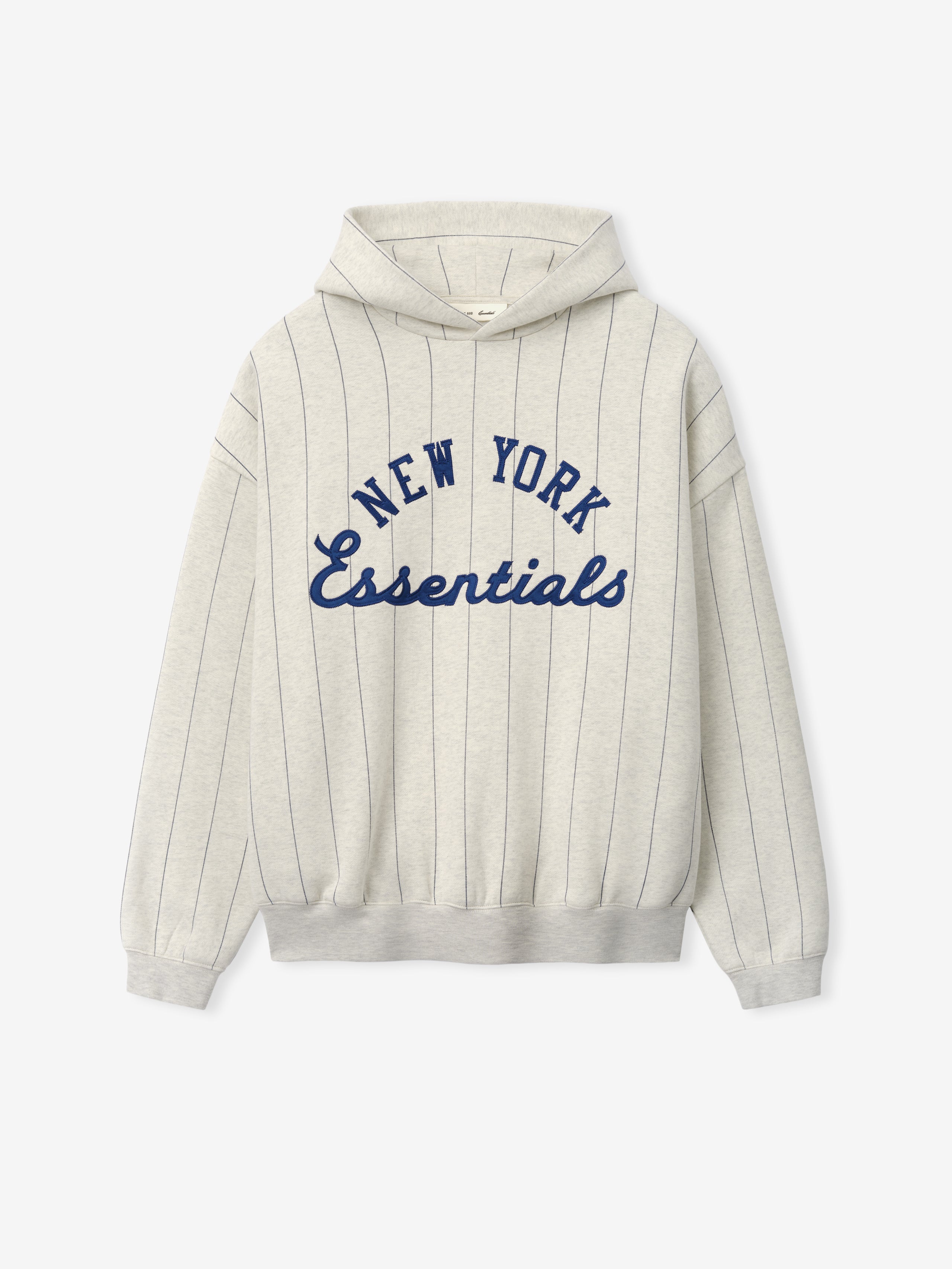 Essentials Mets Sport Hoodie Oatmeal Heather W Dark Sapphire Pinstripes