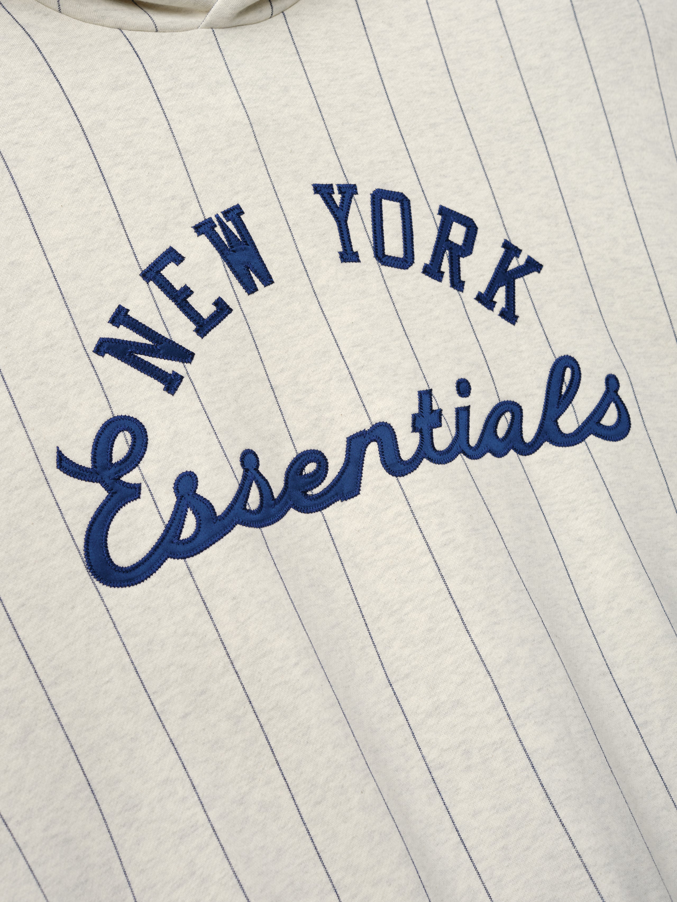 Essentials Mets Sport Hoodie Oatmeal Heather W Dark Sapphire Pinstripes