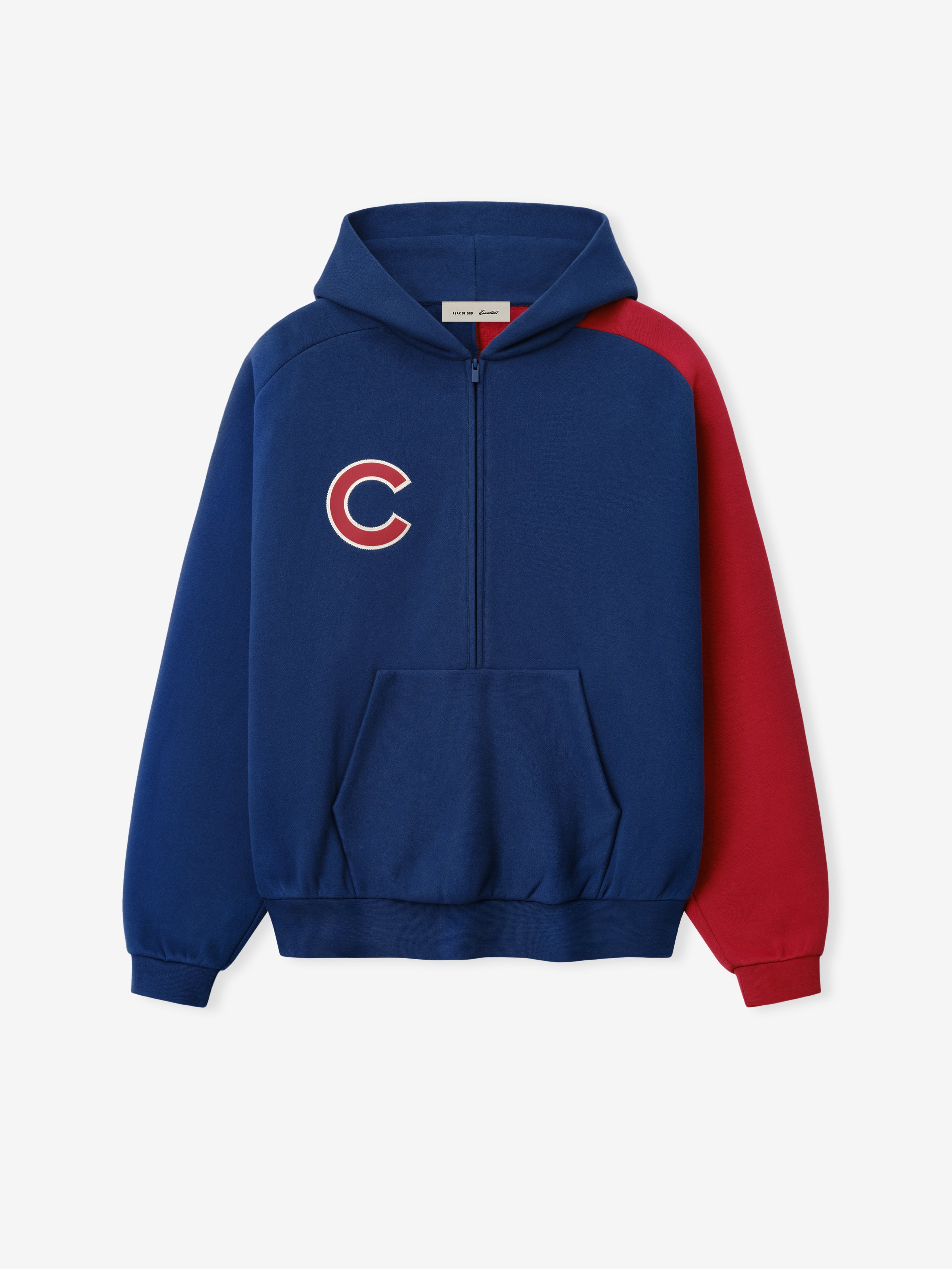 Essentials Cubs Raglan Half Zip Sport Hoodie Estate Blue/ Stone Red