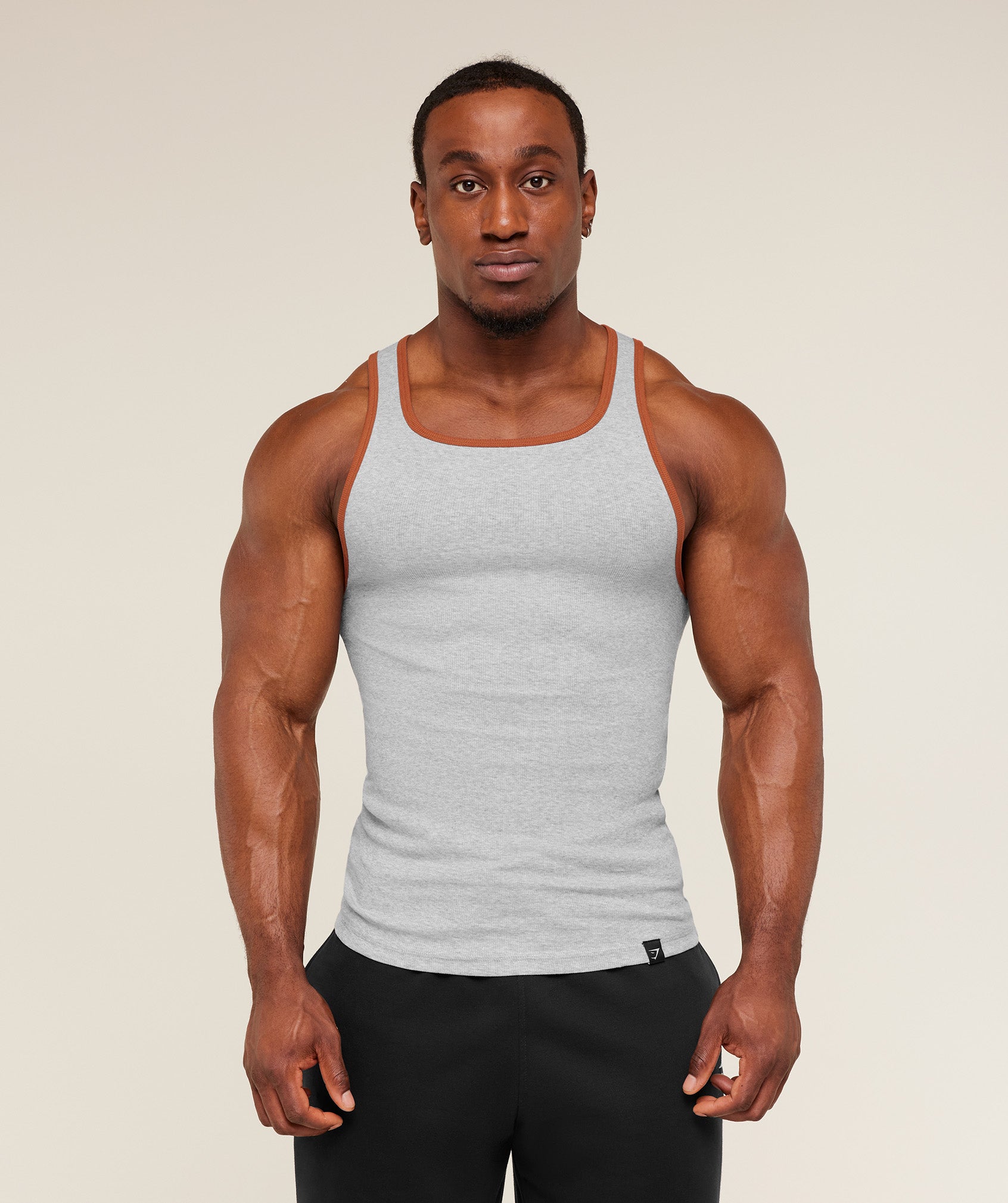 Gymshark Ribbed Tank 1Pk Light Grey Core Marl